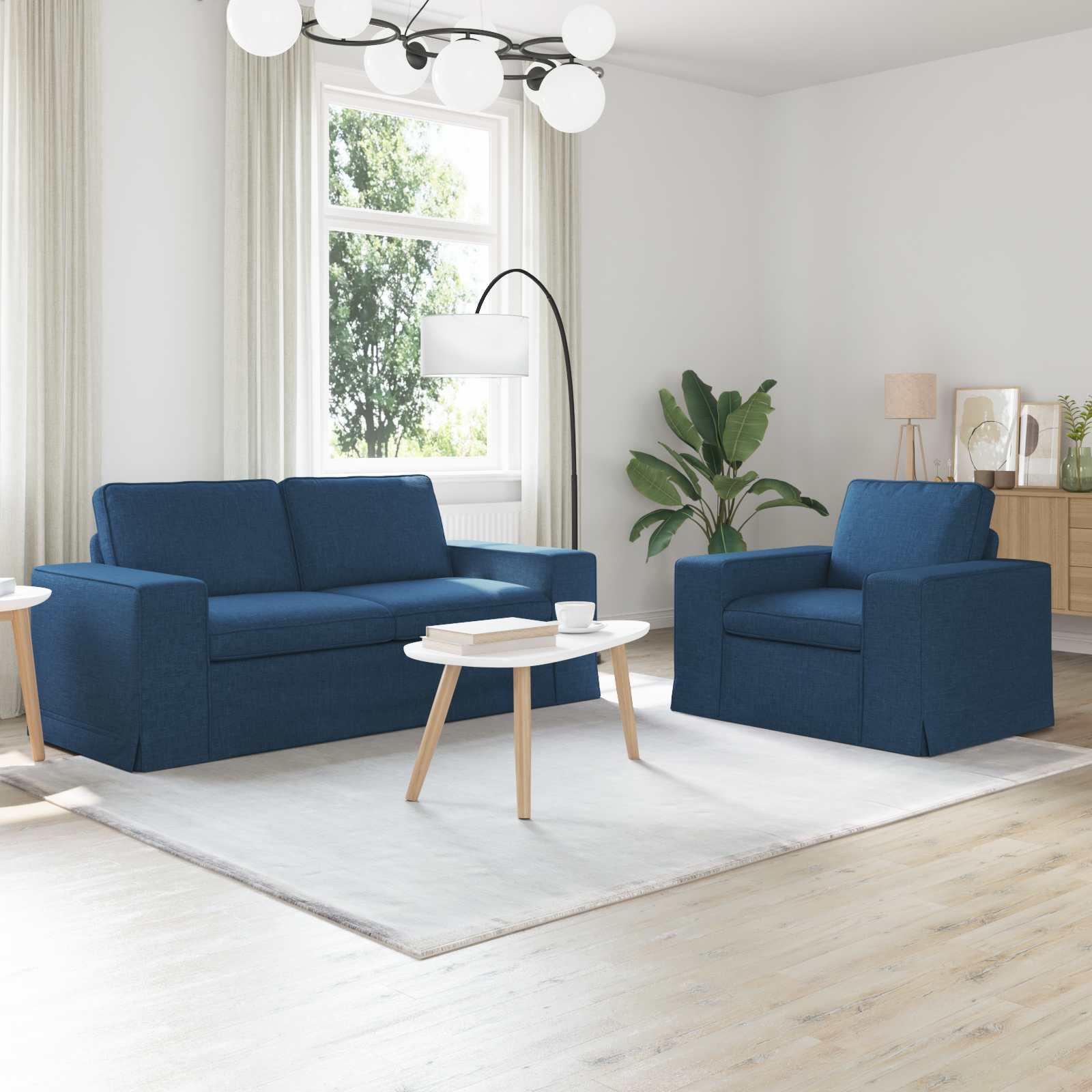 Καναπές 2 pcs Μπλε 182 x 80 x 82 εκ ύφασμα - Pakobazaar