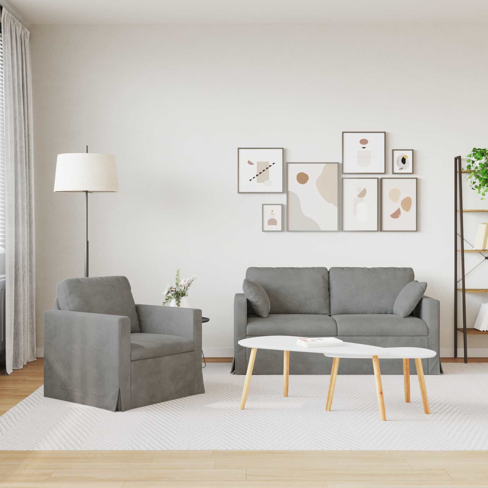 Καναπές 2 pcs Ανοιχτό γκρι 158 x 78 x 80 εκ Βελούδο - Pakobazaar