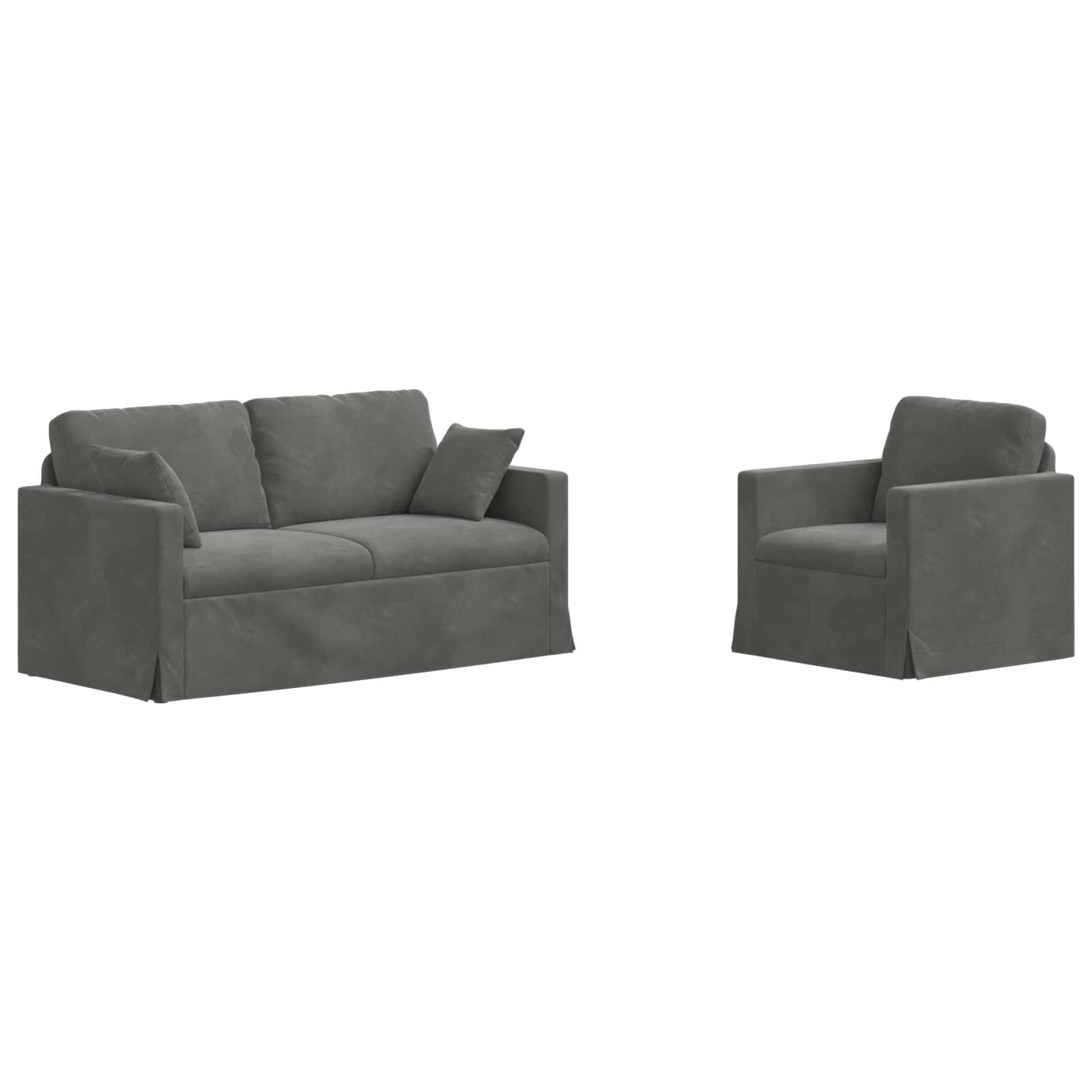 Καναπές 2 pcs Σκούρο Γκρι 158 x 78 x 80 εκ Βελούδο - Pakobazaar
