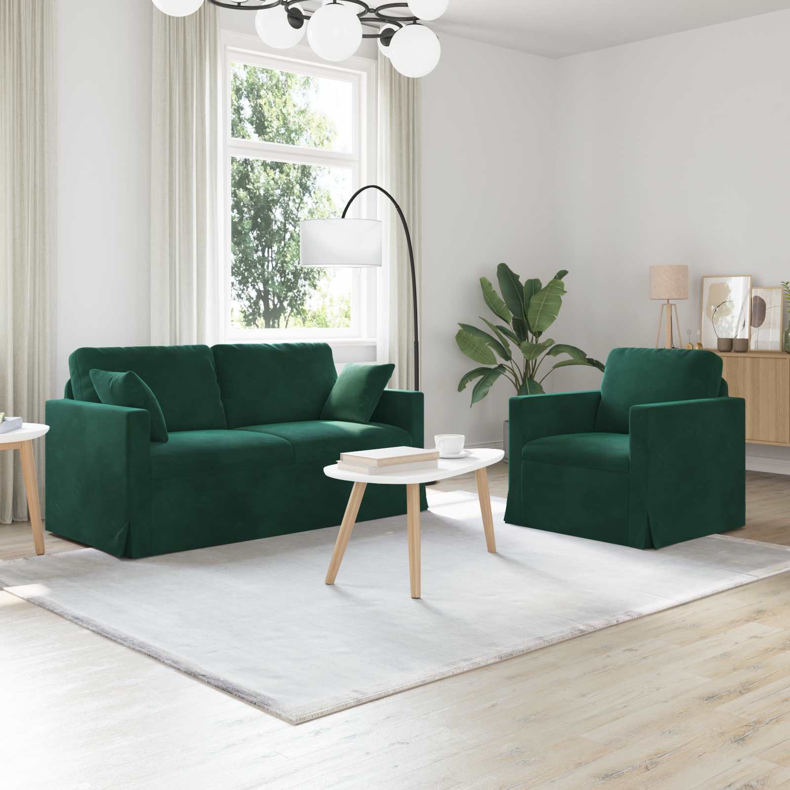 Καναπές 2 pcs Σκούρο Πράσινο 158 x 78 x 80 εκ Βελούδο - Pakobazaar