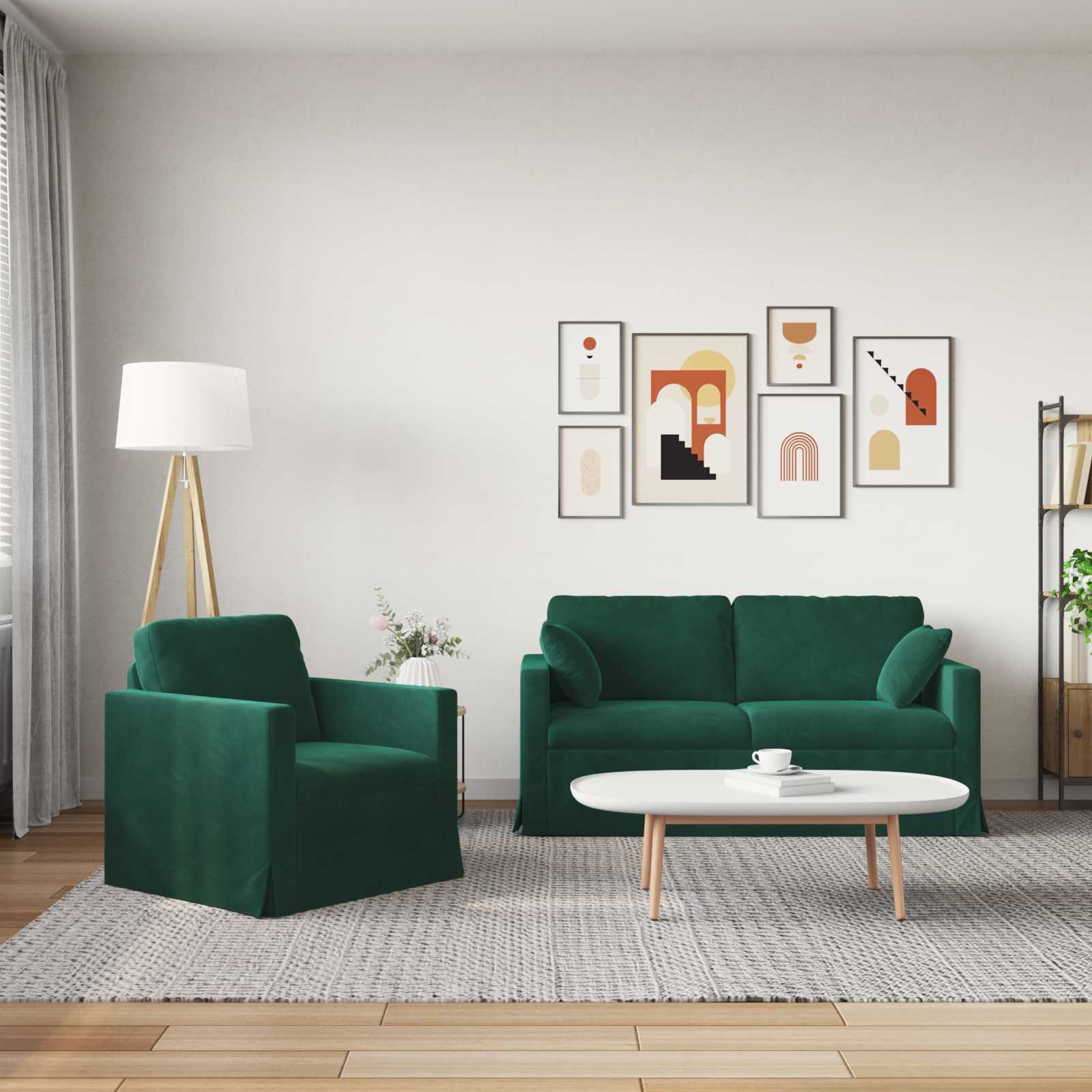 Καναπές 2 pcs Σκούρο Πράσινο 158 x 78 x 80 εκ Βελούδο - Pakobazaar