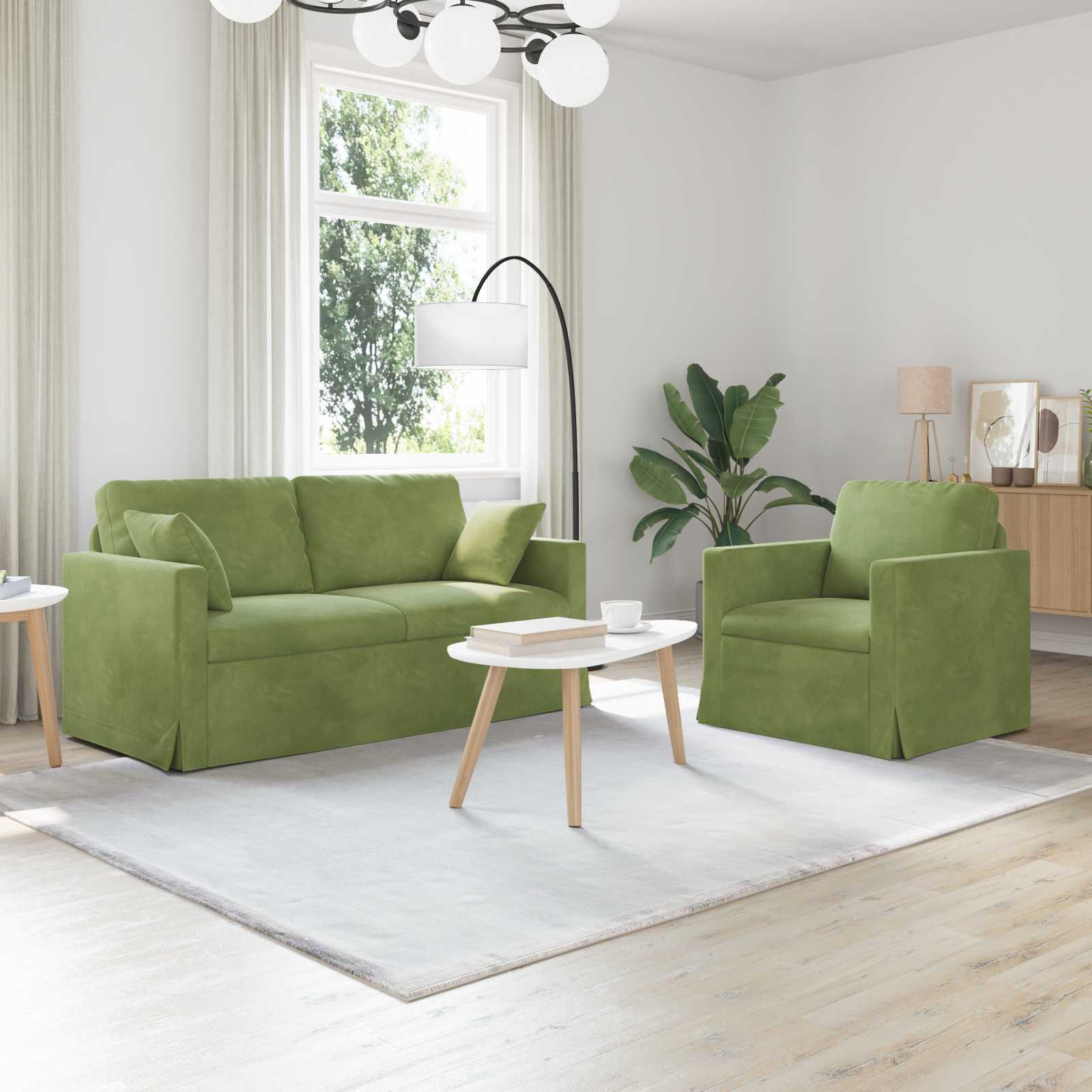 Καναπές 2 pcs Ανοιχτό Πράσινο 158 x 78 x 80 εκ Βελούδο - Pakobazaar