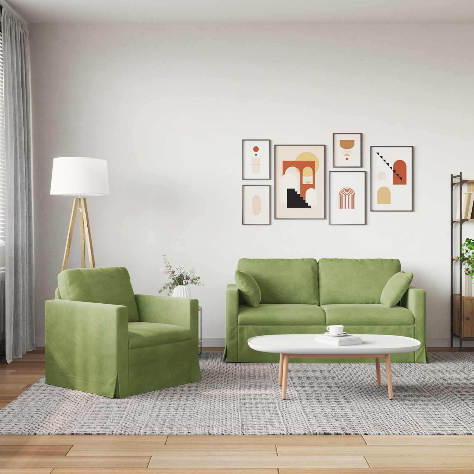 Καναπές 2 pcs Ανοιχτό Πράσινο 158 x 78 x 80 εκ Βελούδο - Pakobazaar