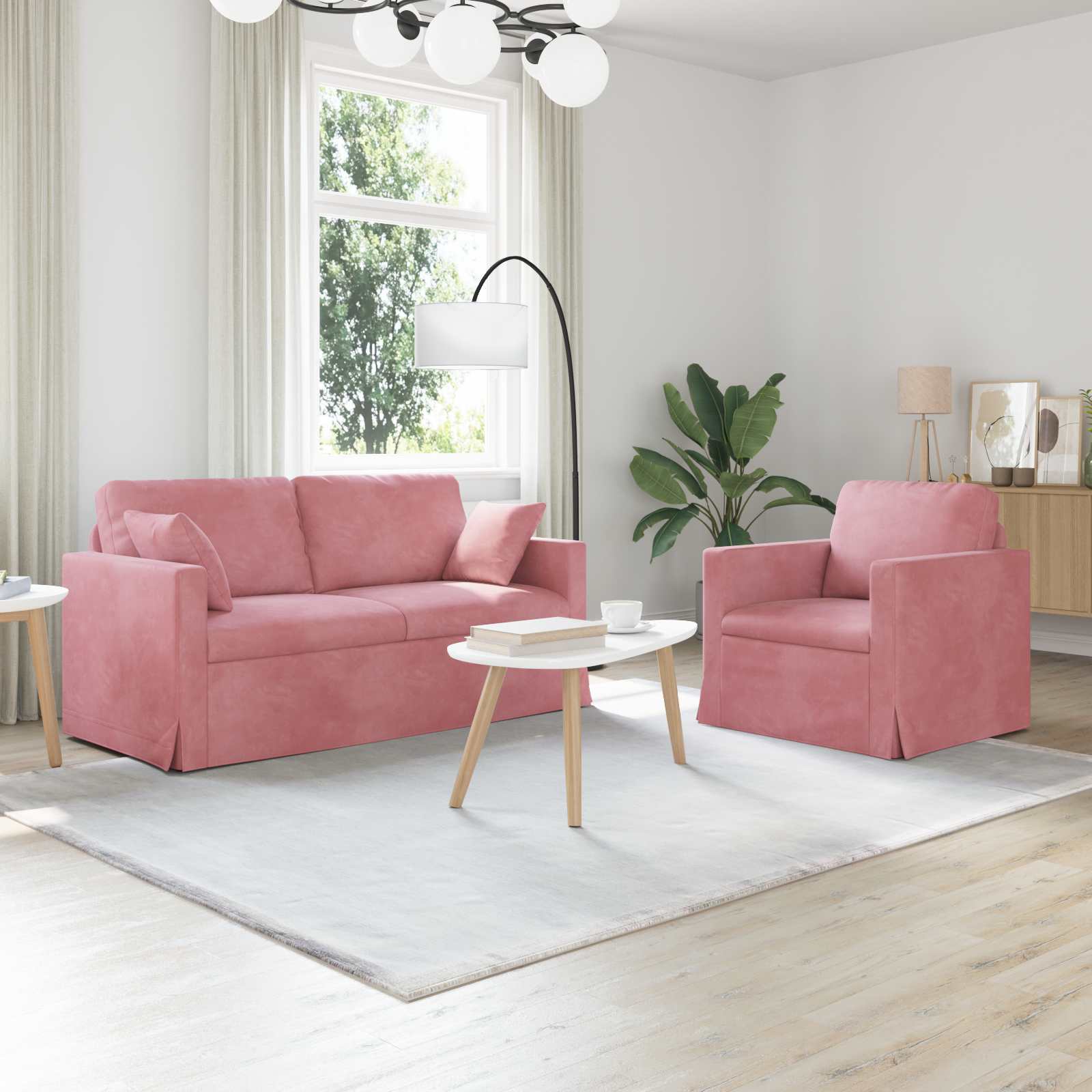 Καναπές 2 pcs Ροζ 158 x 78 x 80 εκ Βελούδο - Pakobazaar