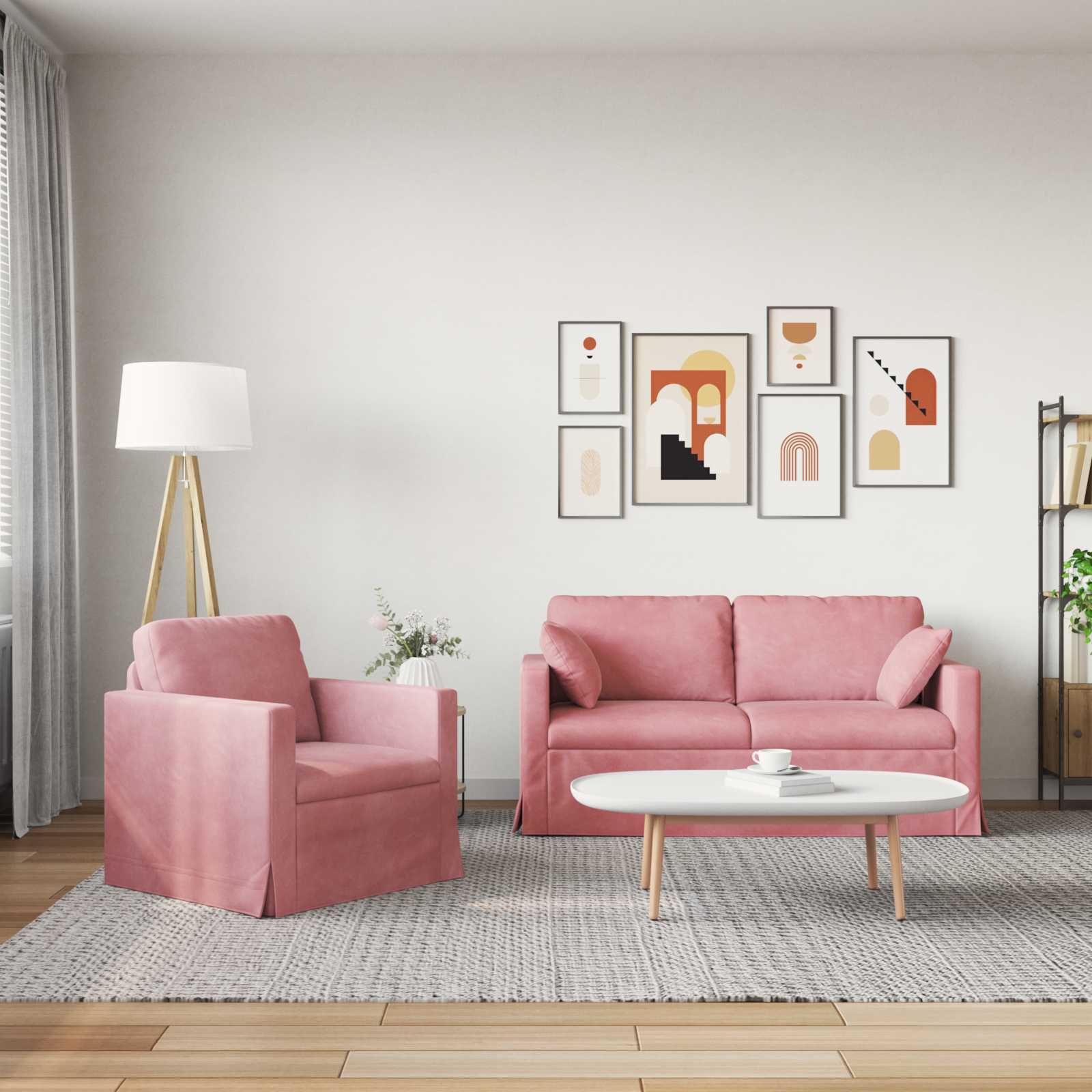 Καναπές 2 pcs Ροζ 158 x 78 x 80 εκ Βελούδο - Pakobazaar