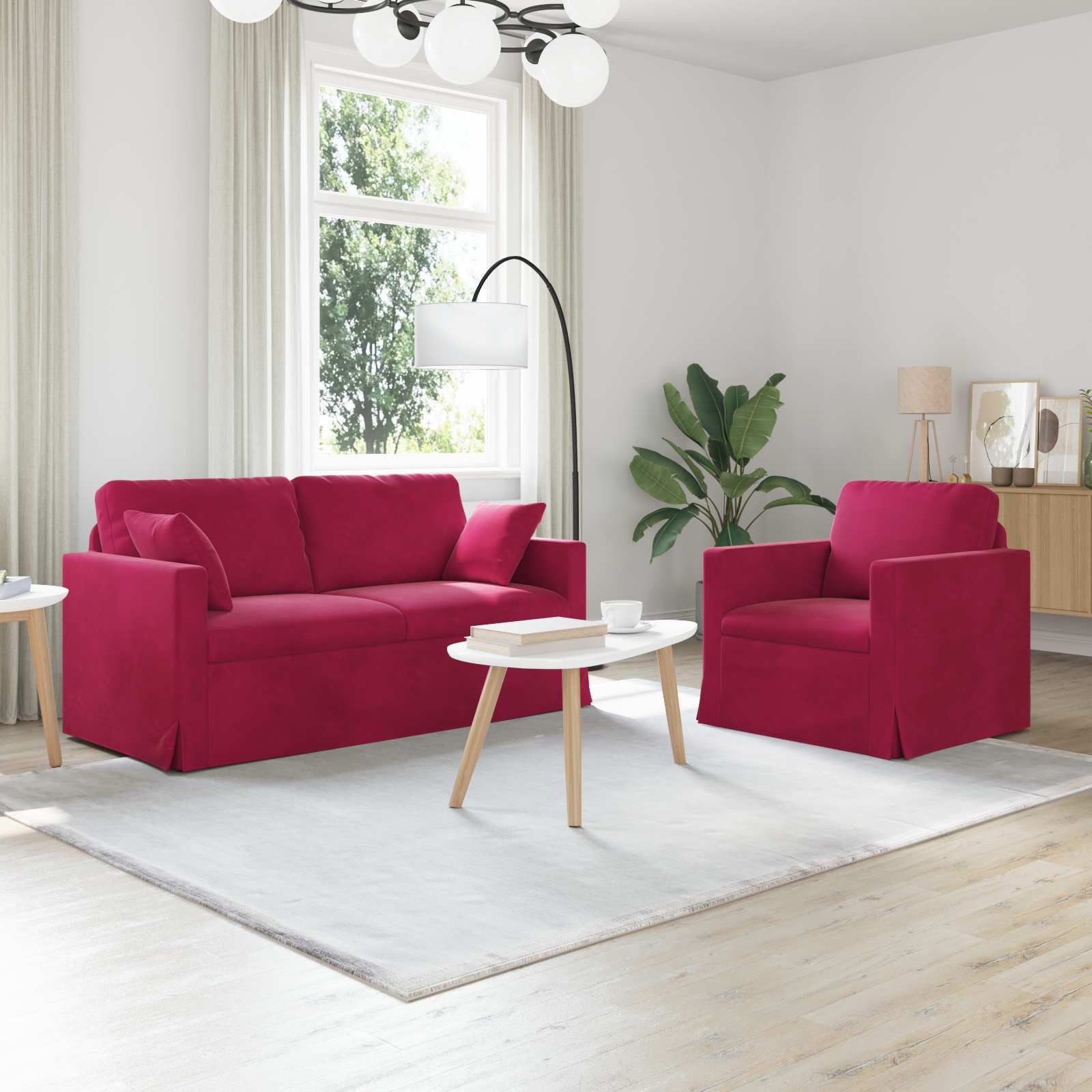 Καναπές 2 pcs Κόκκινο 158 x 78 x 80 εκ Βελούδο - Pakobazaar