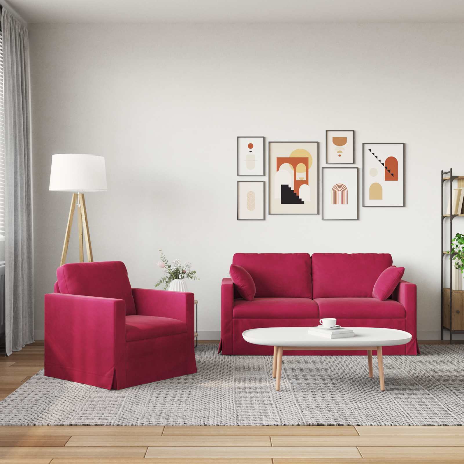 Καναπές 2 pcs Κόκκινο 158 x 78 x 80 εκ Βελούδο - Pakobazaar