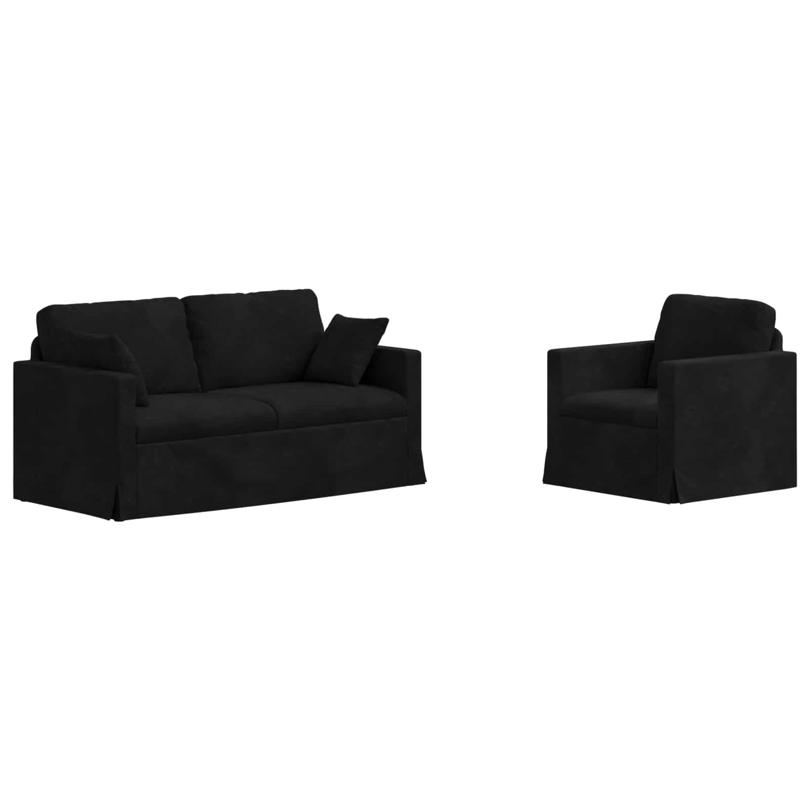 Καναπές 2 pcs Μαύρο 158 x 78 x 80 εκ Βελούδο - Pakobazaar