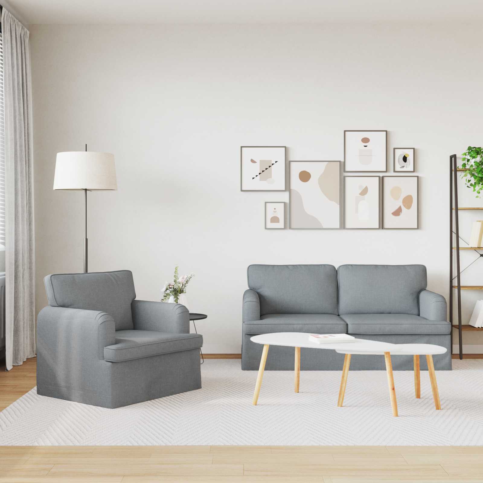 Καναπές 2 pcs Ανοιχτό γκρι 162 x 80 x 85 εκ ύφασμα - Pakobazaar