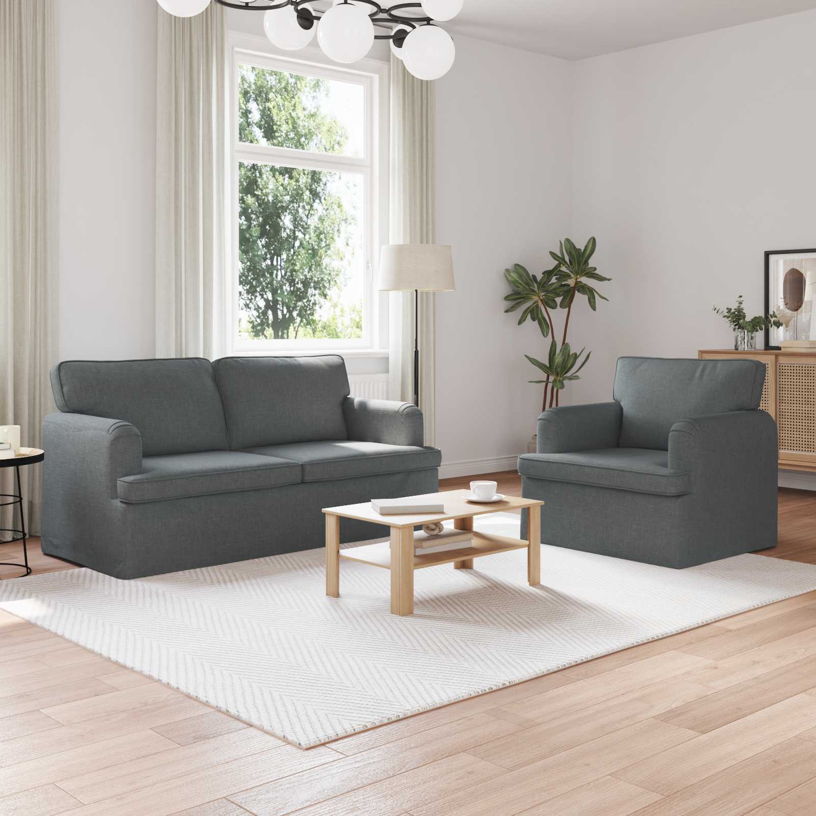 Καναπές 2 pcs Σκούρο Γκρι 162 x 80 x 85 εκ ύφασμα - Pakobazaar