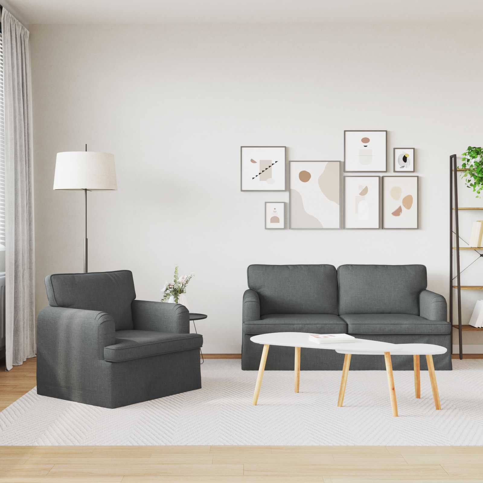 Καναπές 2 pcs Σκούρο Γκρι 162 x 80 x 85 εκ ύφασμα - Pakobazaar