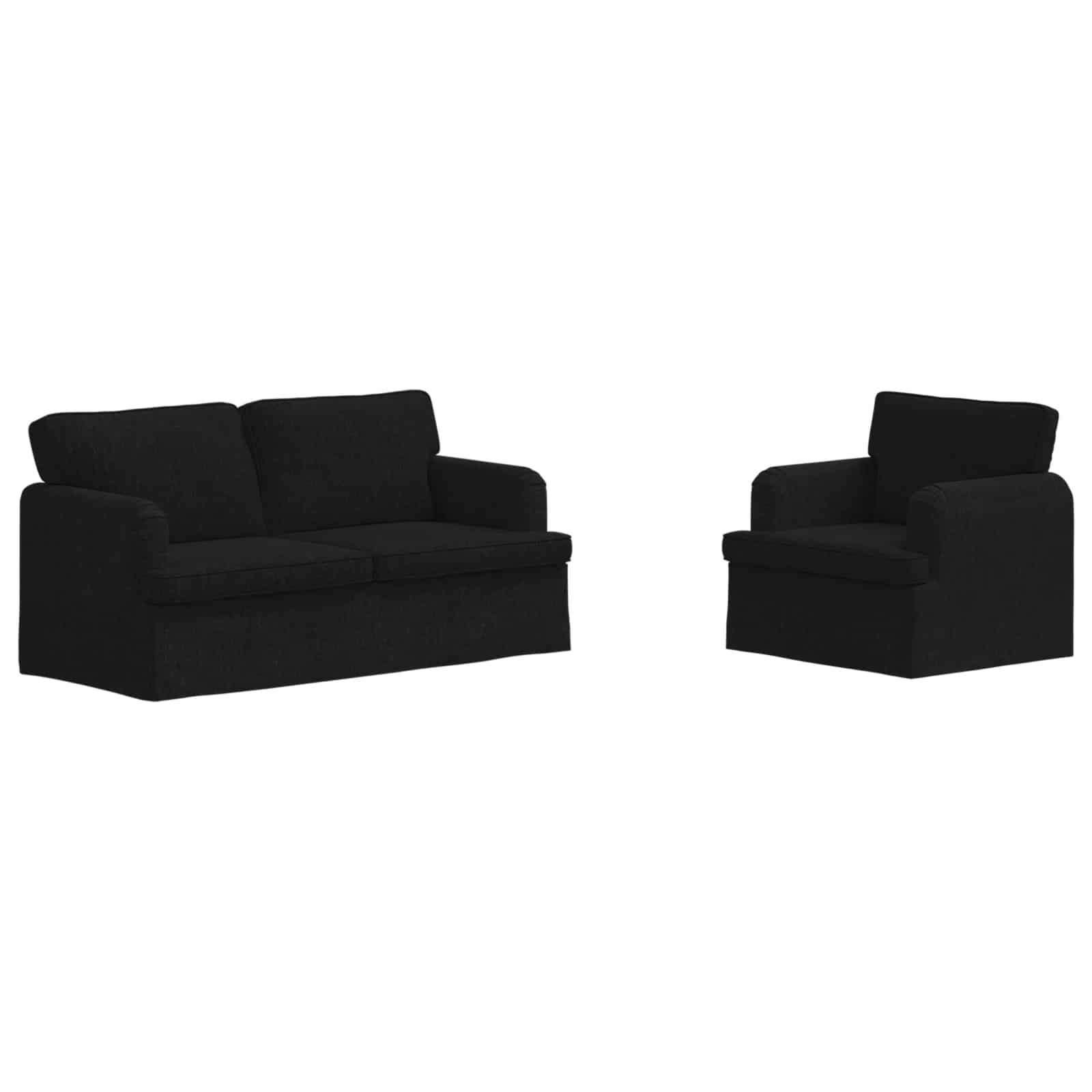Καναπές 2 pcs Μαύρο 162 x 80 x 85 εκ ύφασμα - Pakobazaar
