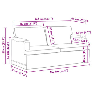 Καναπές 2 pcs Μαύρο 162 x 80 x 85 εκ ύφασμα - Pakobazaar