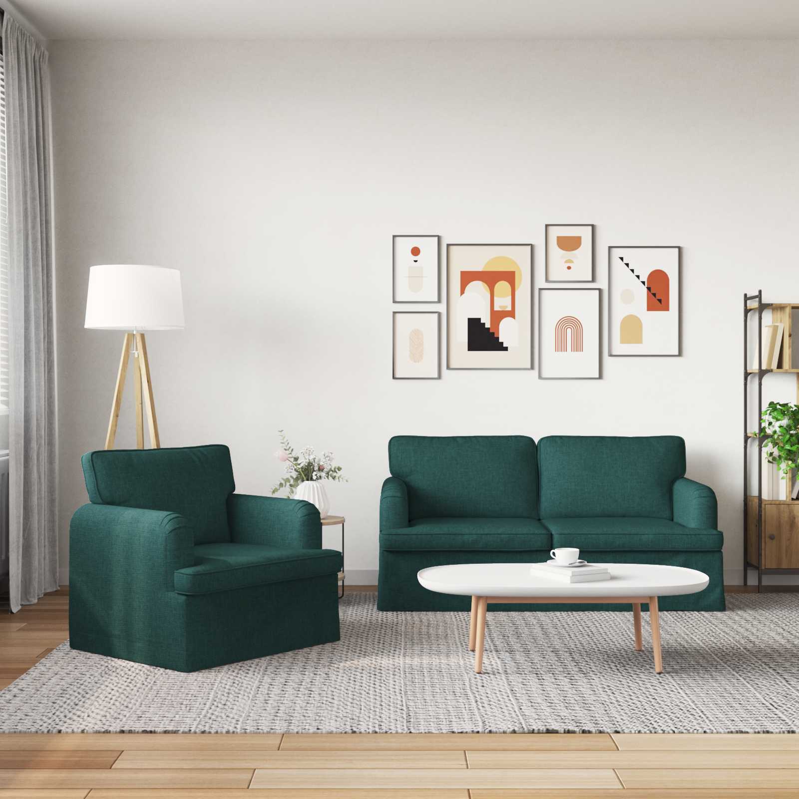 Καναπές 2 pcs Σκούρο Πράσινο 162 x 80 x 85 εκ ύφασμα - Pakobazaar