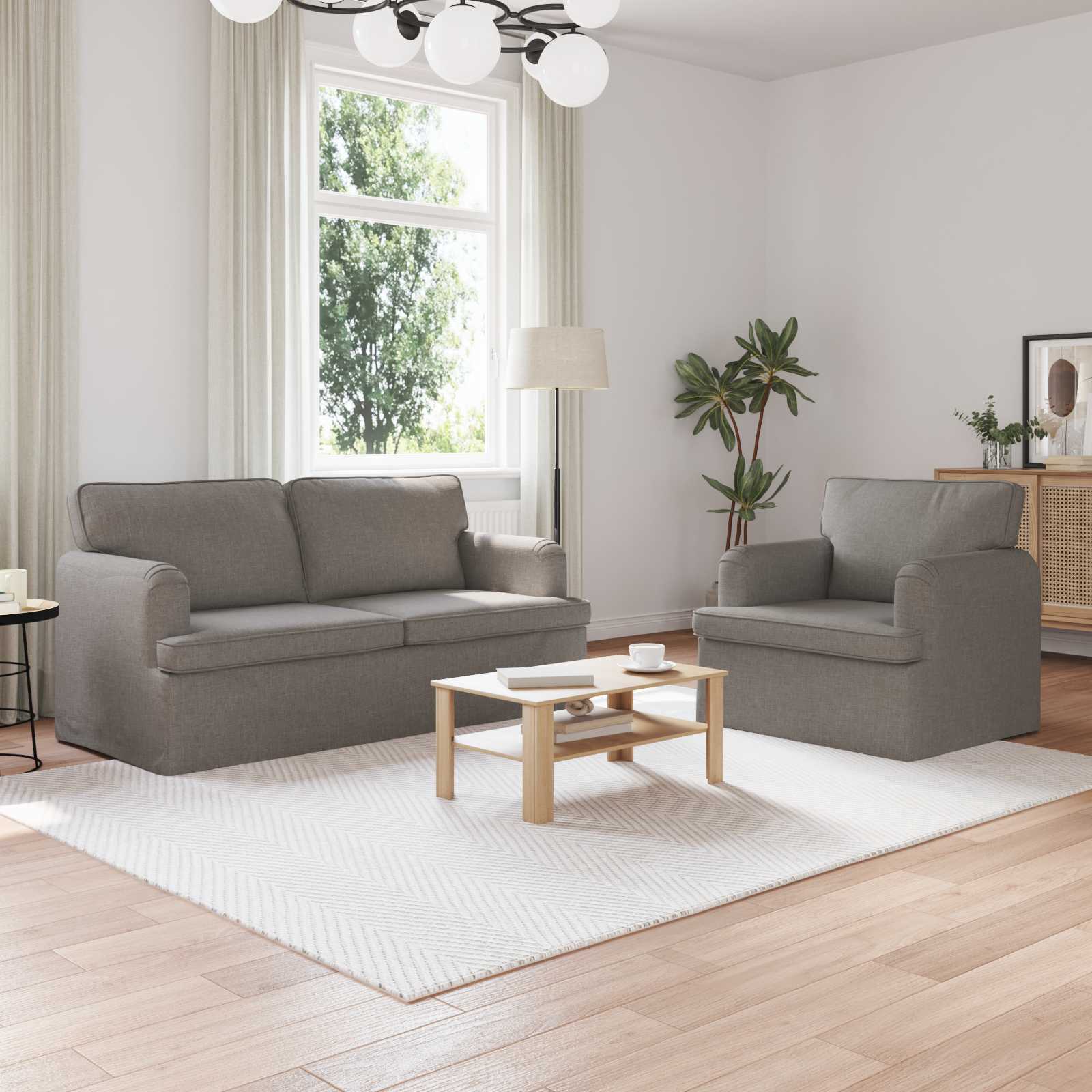 Καναπές 2 pcs Taupe 162 x 80 x 85 εκ ύφασμα - Pakobazaar