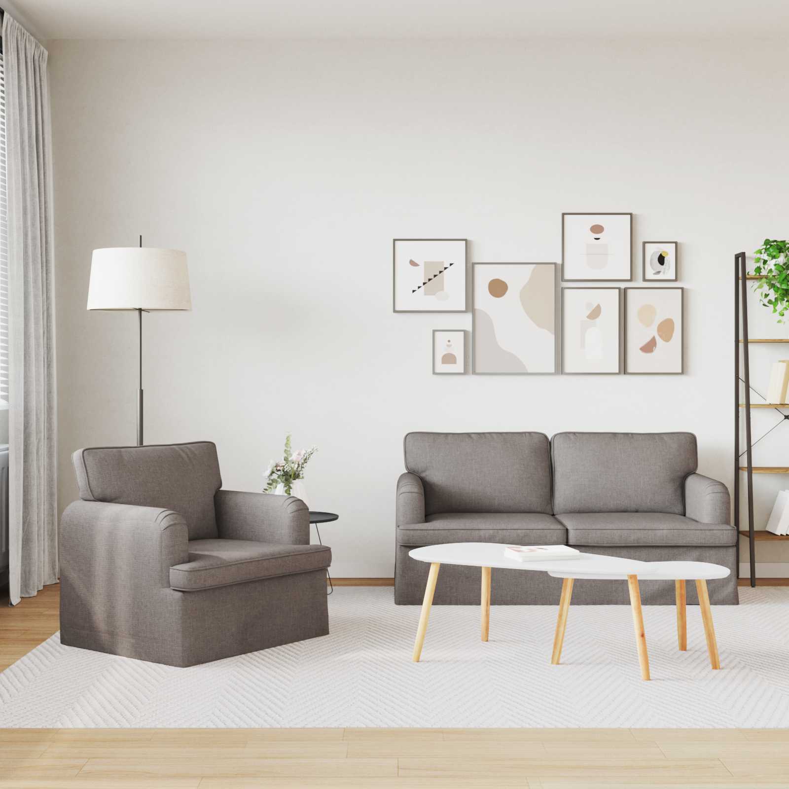 Καναπές 2 pcs Taupe 162 x 80 x 85 εκ ύφασμα - Pakobazaar