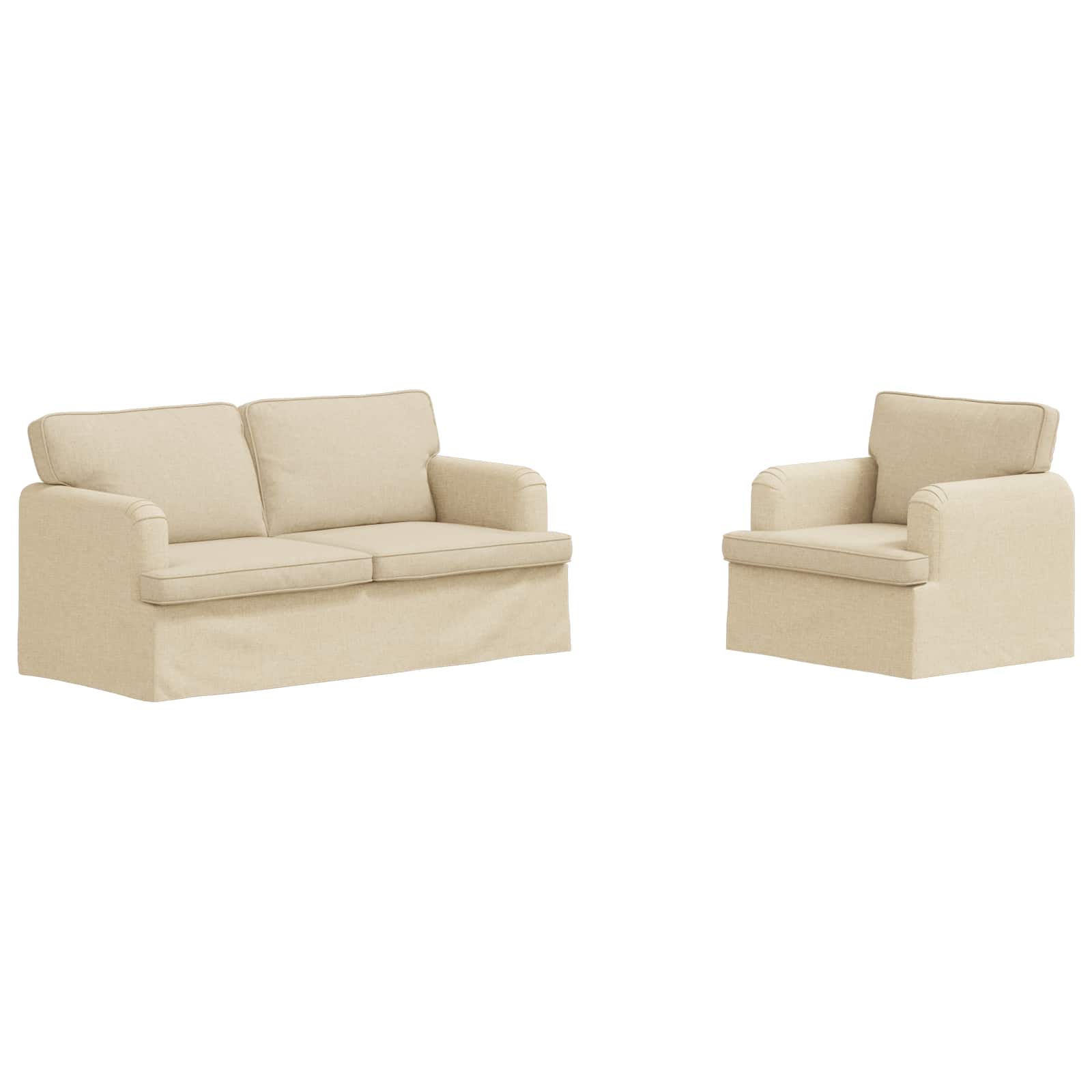Καναπές 2 pcs Κρεμ 162 x 80 x 85 εκ ύφασμα - Pakobazaar