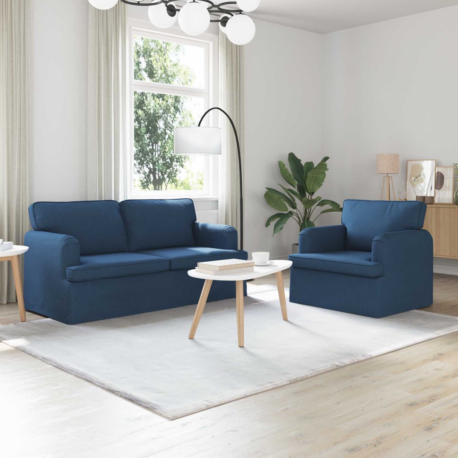 Καναπές 2 pcs Μπλε 162 x 80 x 85 εκ ύφασμα - Pakobazaar