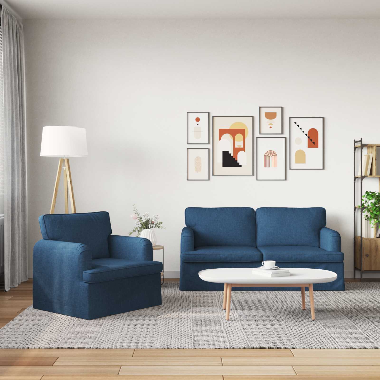 Καναπές 2 pcs Μπλε 162 x 80 x 85 εκ ύφασμα - Pakobazaar