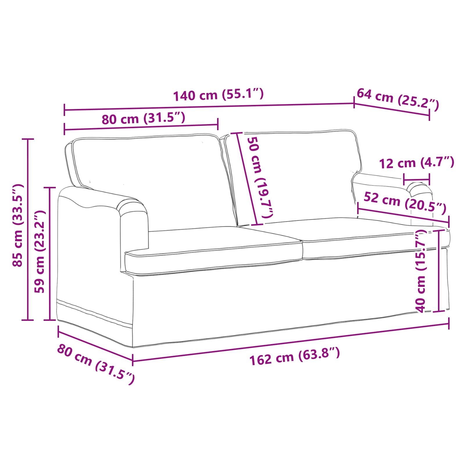 Καναπές 2 pcs Μπλε 162 x 80 x 85 εκ ύφασμα - Pakobazaar
