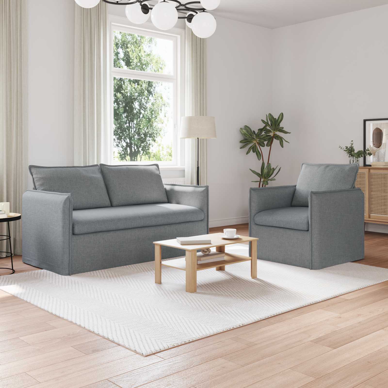 Καναπές 2 pcs Ανοιχτό γκρι 196 x 82 x 85 εκ ύφασμα - Pakobazaar
