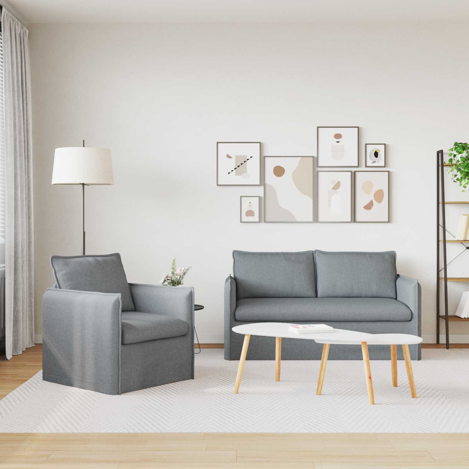 Καναπές 2 pcs Ανοιχτό γκρι 196 x 82 x 85 εκ ύφασμα - Pakobazaar