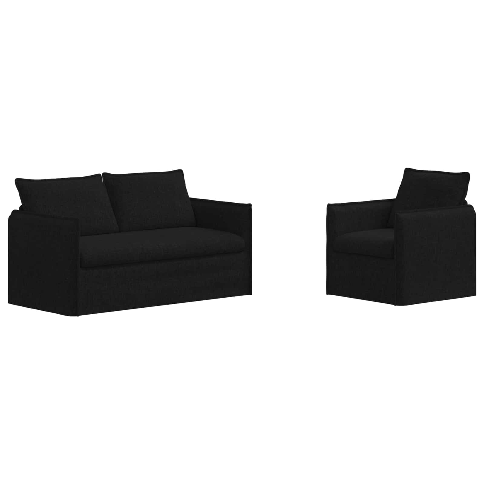 Καναπές 2 pcs Μαύρο 196 x 82 x 85 εκ ύφασμα - Pakobazaar