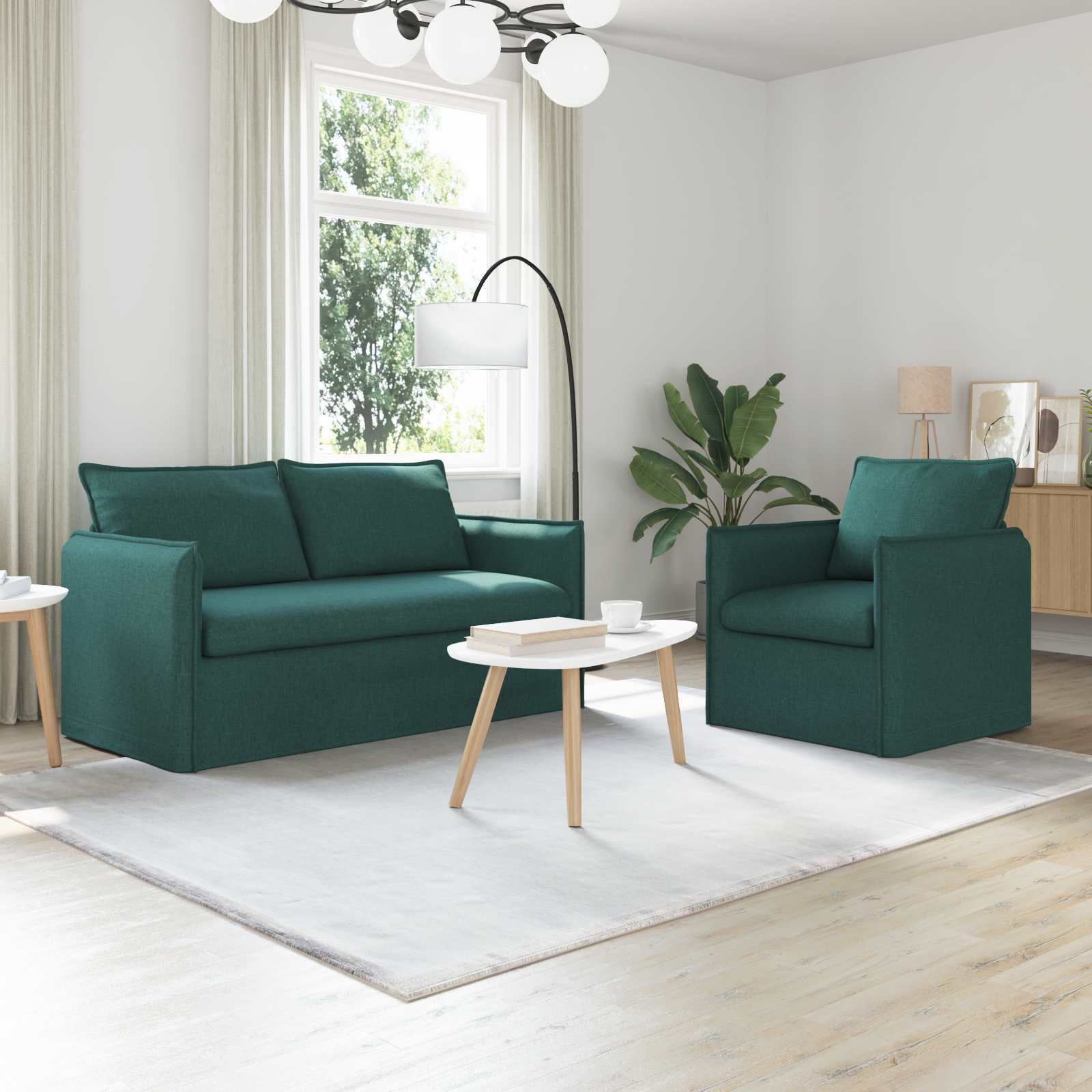 Καναπές 2 pcs Σκούρο Πράσινο 196 x 82 x 85 εκ ύφασμα - Pakobazaar
