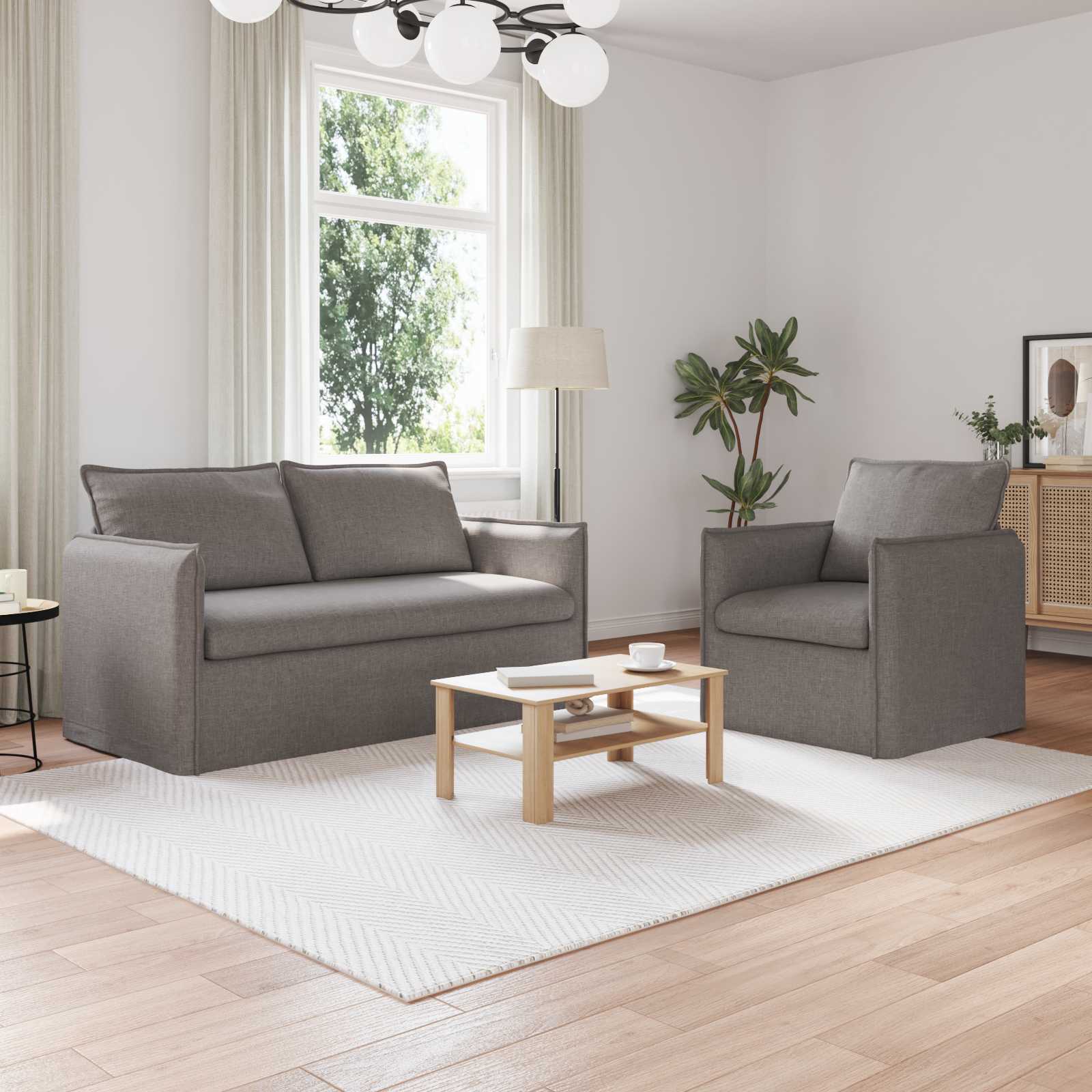 Καναπές 2 pcs Taupe 196 x 82 x 85 εκ ύφασμα - Pakobazaar