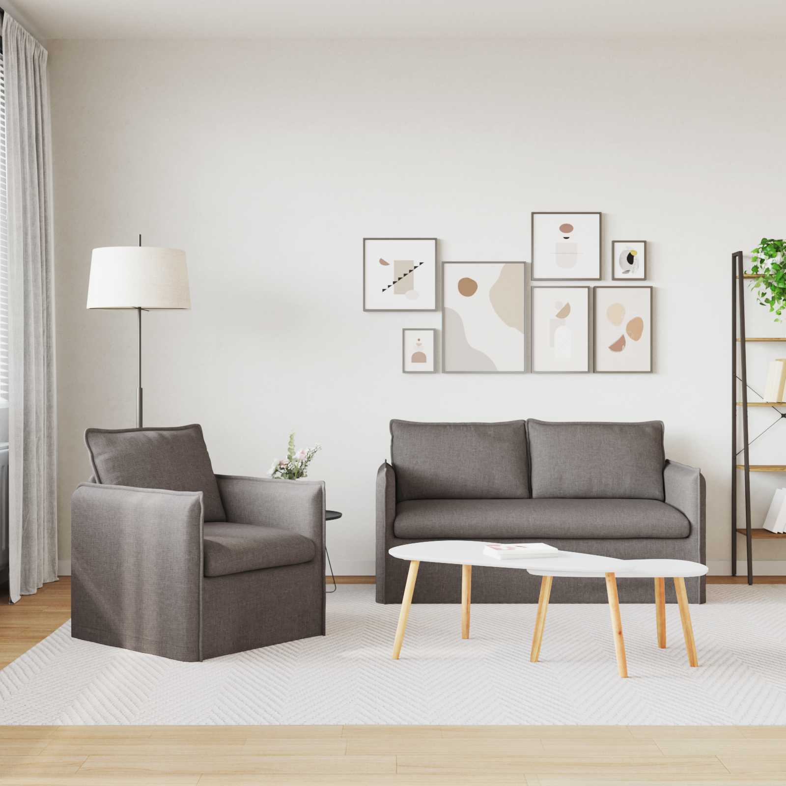 Καναπές 2 pcs Taupe 196 x 82 x 85 εκ ύφασμα - Pakobazaar