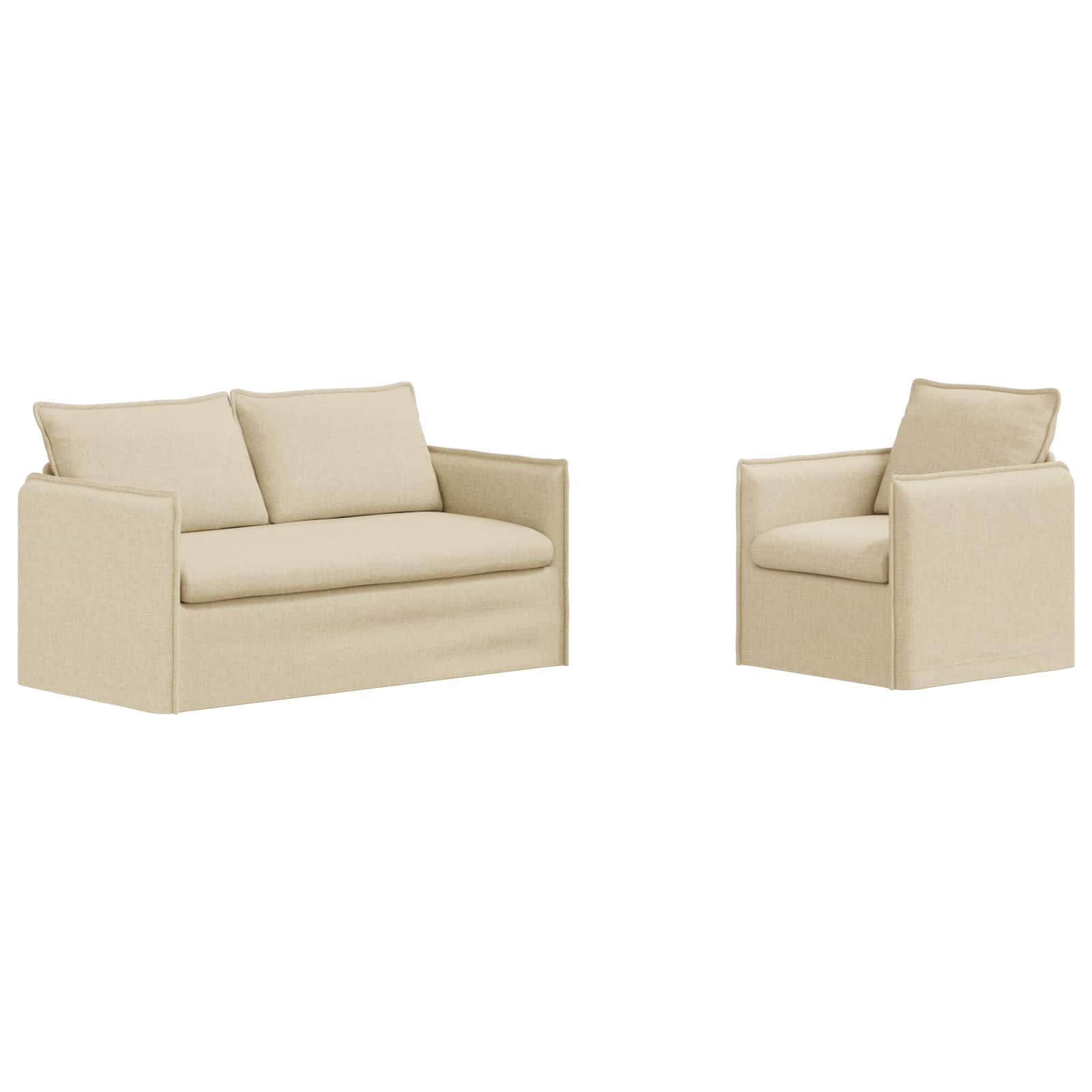 Καναπές 2 pcs Κρεμ 196 x 82 x 85 εκ ύφασμα - Pakobazaar