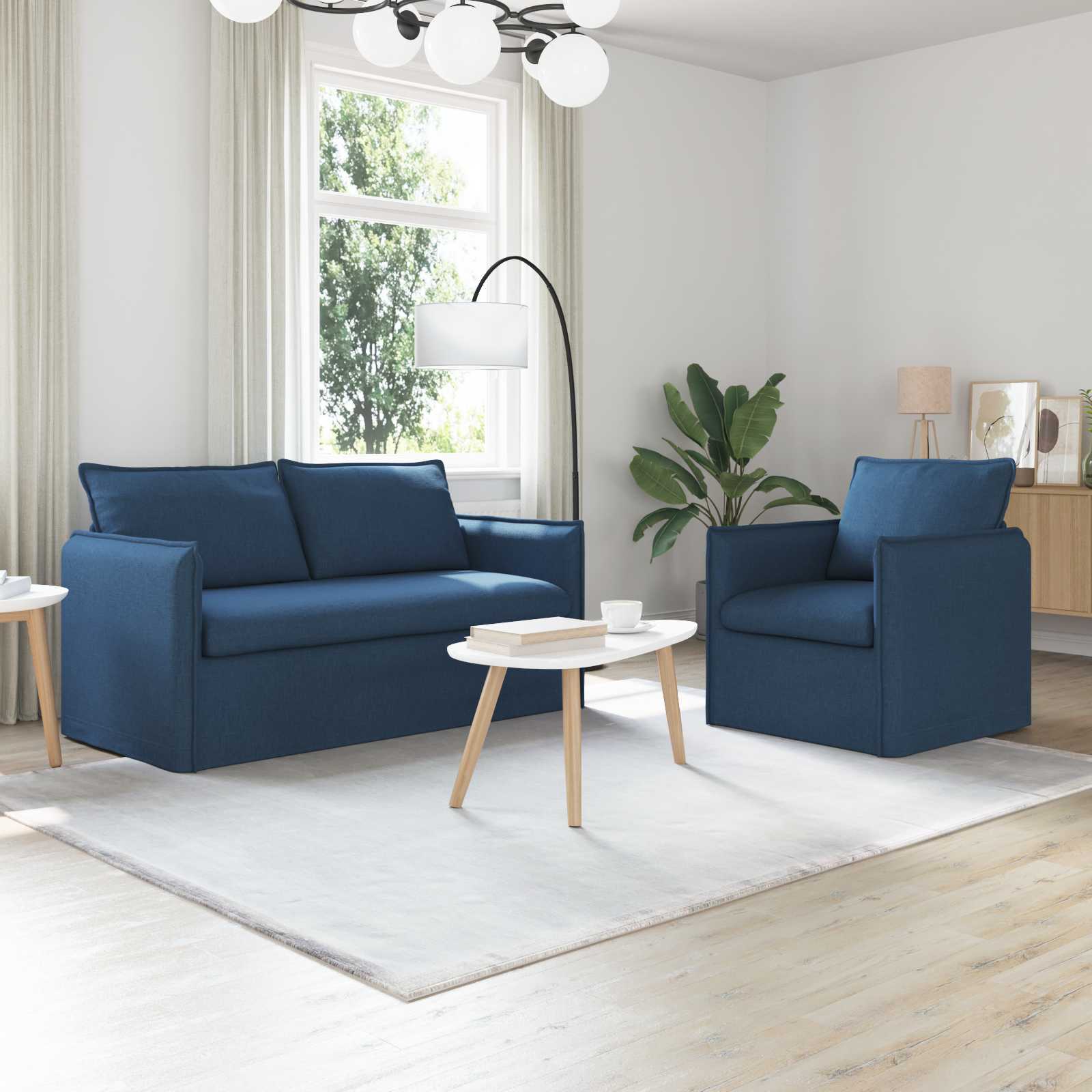Καναπές 2 pcs Μπλε 196 x 82 x 85 εκ ύφασμα - Pakobazaar