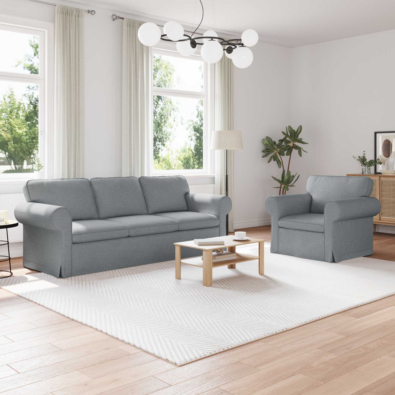 Καναπές 2 pcs Ανοιχτό γκρι 215 x 82 x 80 εκ ύφασμα - Pakobazaar