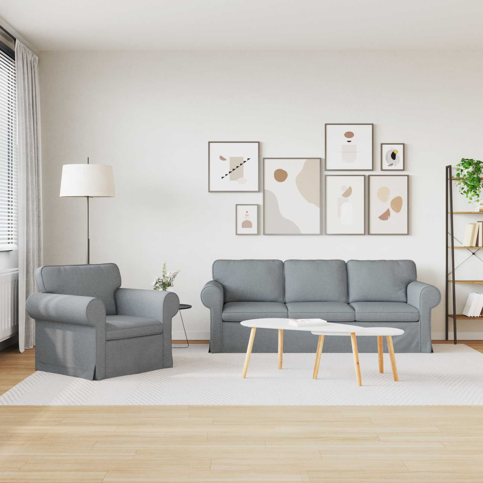 Καναπές 2 pcs Ανοιχτό γκρι 215 x 82 x 80 εκ ύφασμα - Pakobazaar