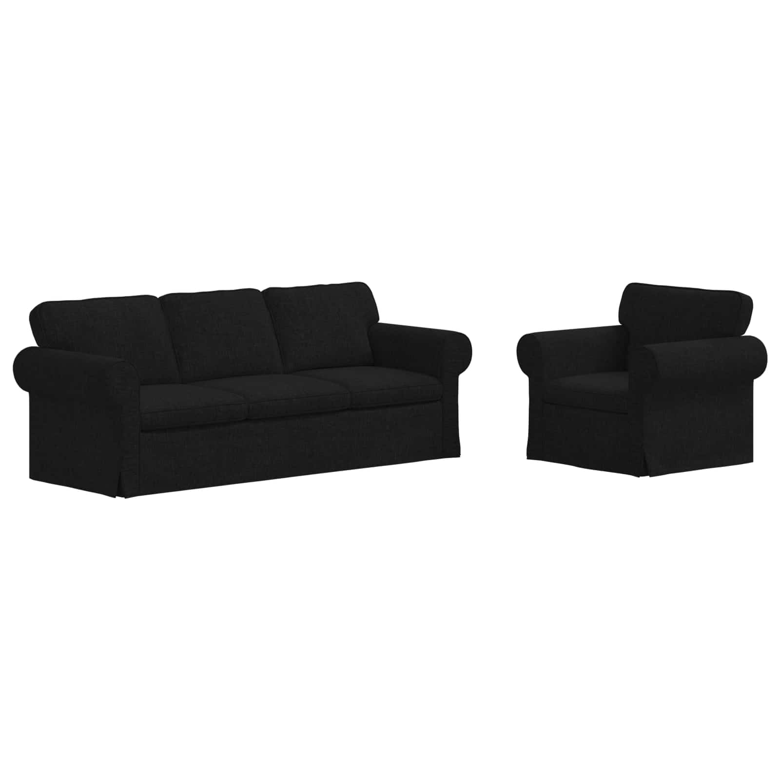 Καναπές 2 pcs Μαύρο 215 x 82 x 80 εκ ύφασμα - Pakobazaar