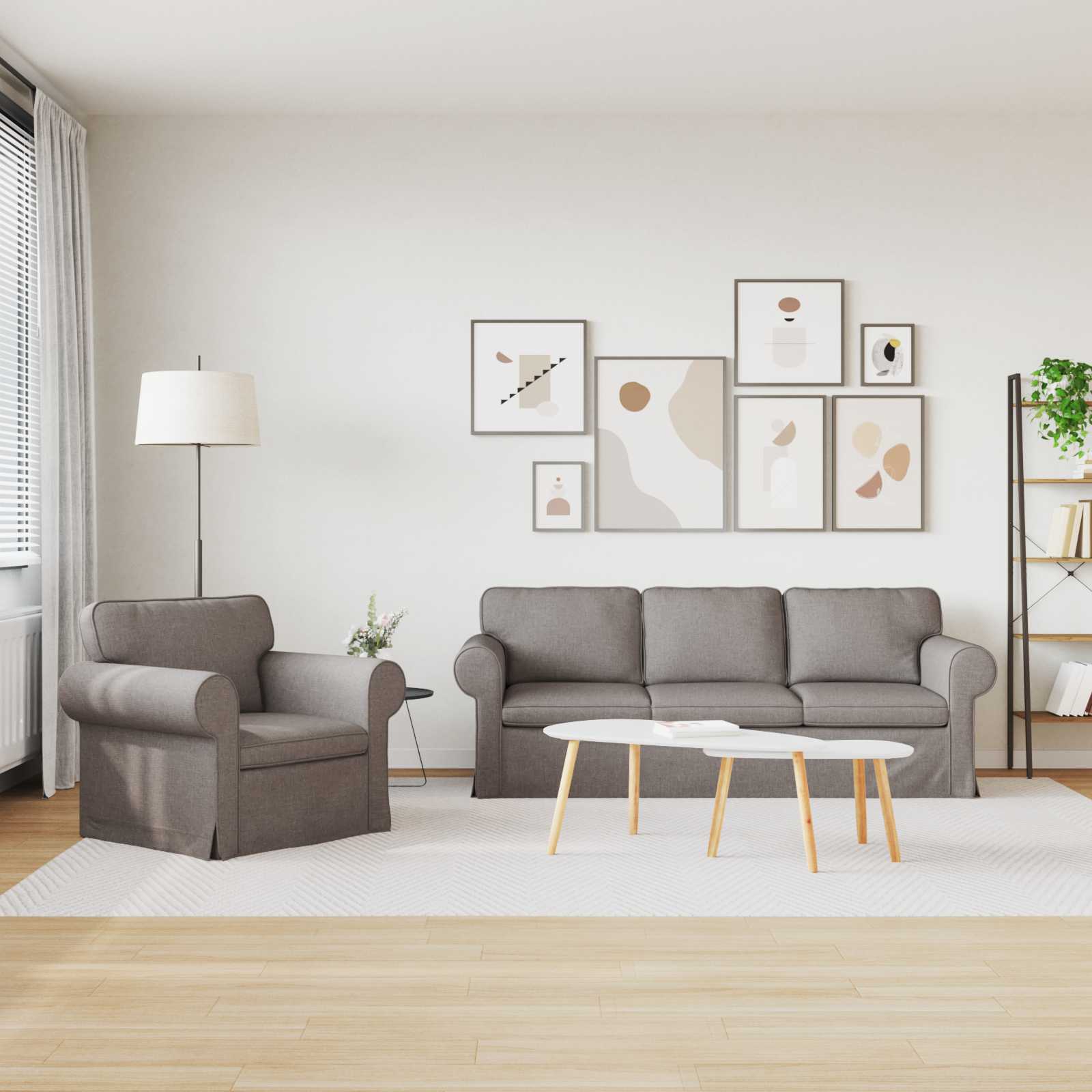 Καναπές 2 pcs Taupe 215 x 82 x 80 εκ ύφασμα - Pakobazaar