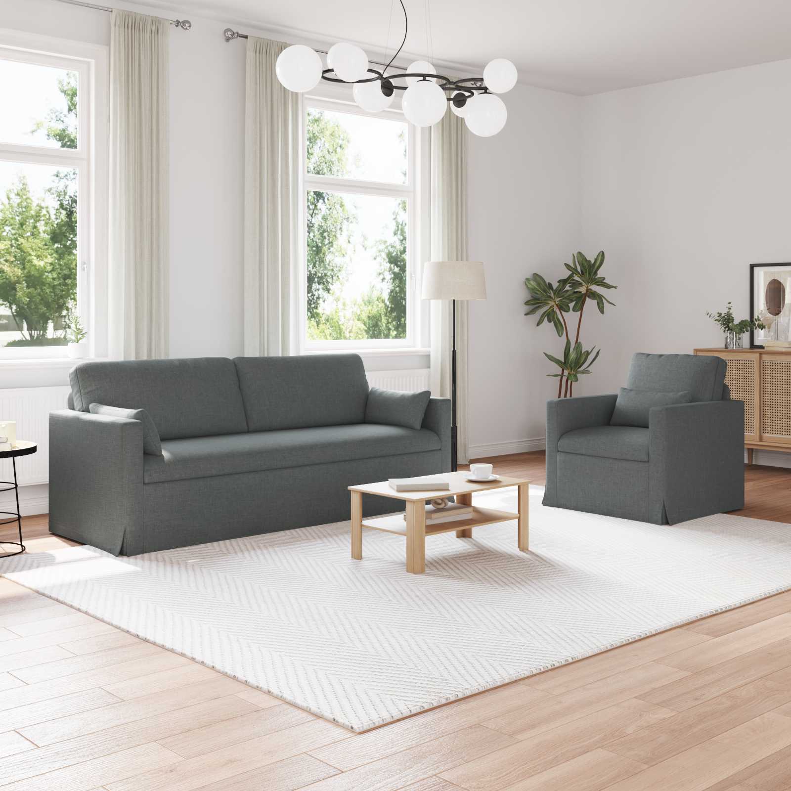 Καναπές 2 pcs Σκούρο Γκρι 198 x 78 x 80 εκ ύφασμα - Pakobazaar