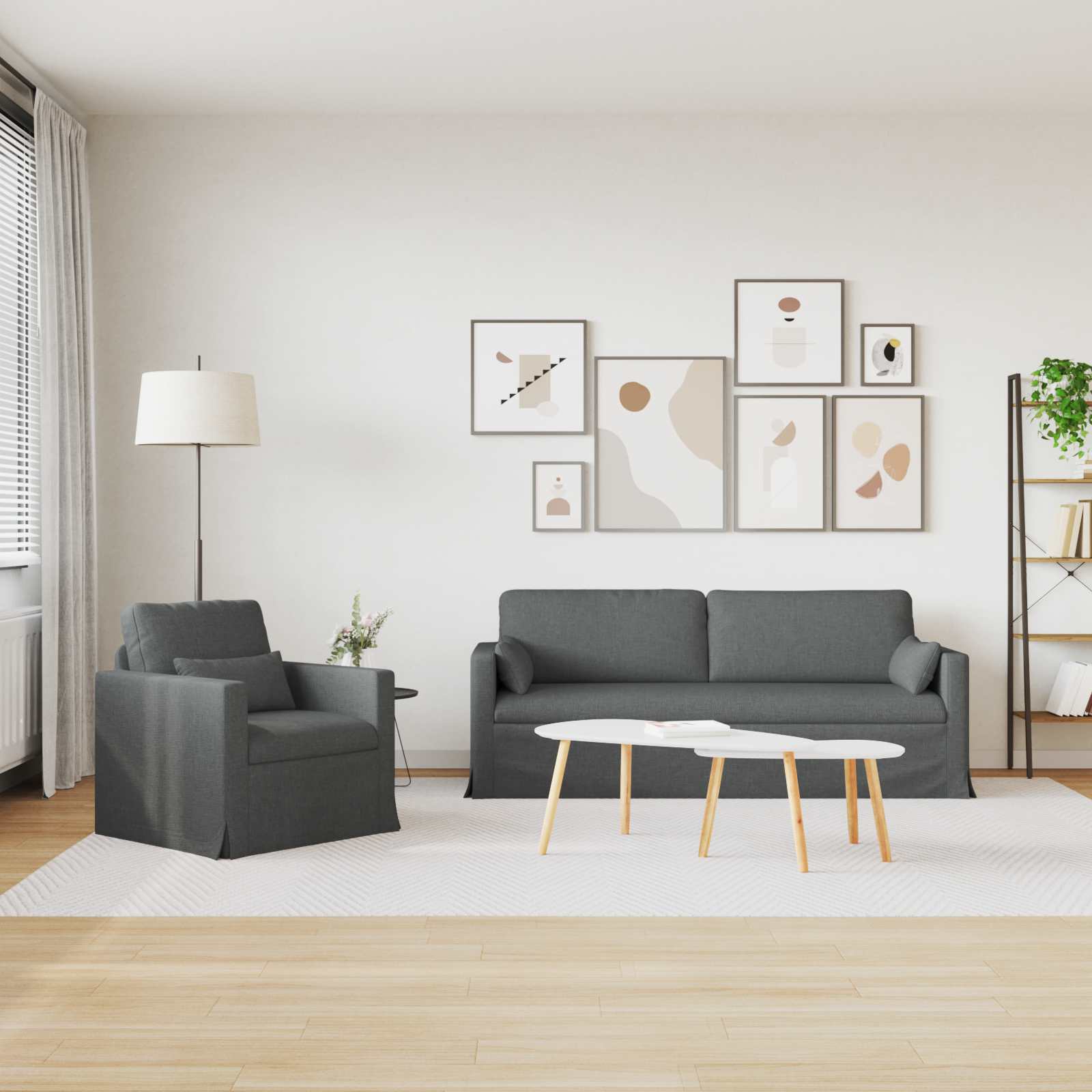 Καναπές 2 pcs Σκούρο Γκρι 198 x 78 x 80 εκ ύφασμα - Pakobazaar