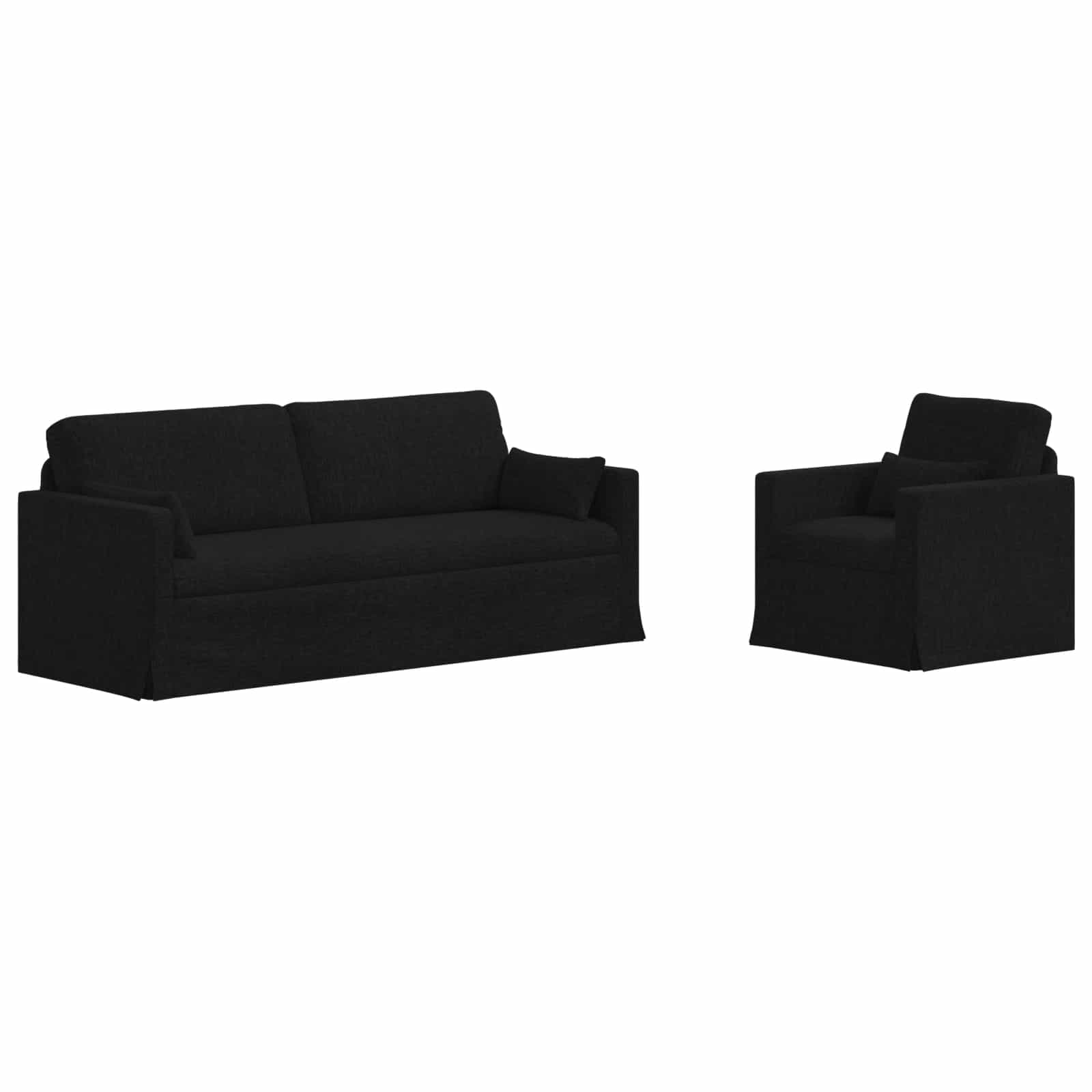 Καναπές 2 pcs Μαύρο 198 x 78 x 80 εκ ύφασμα - Pakobazaar
