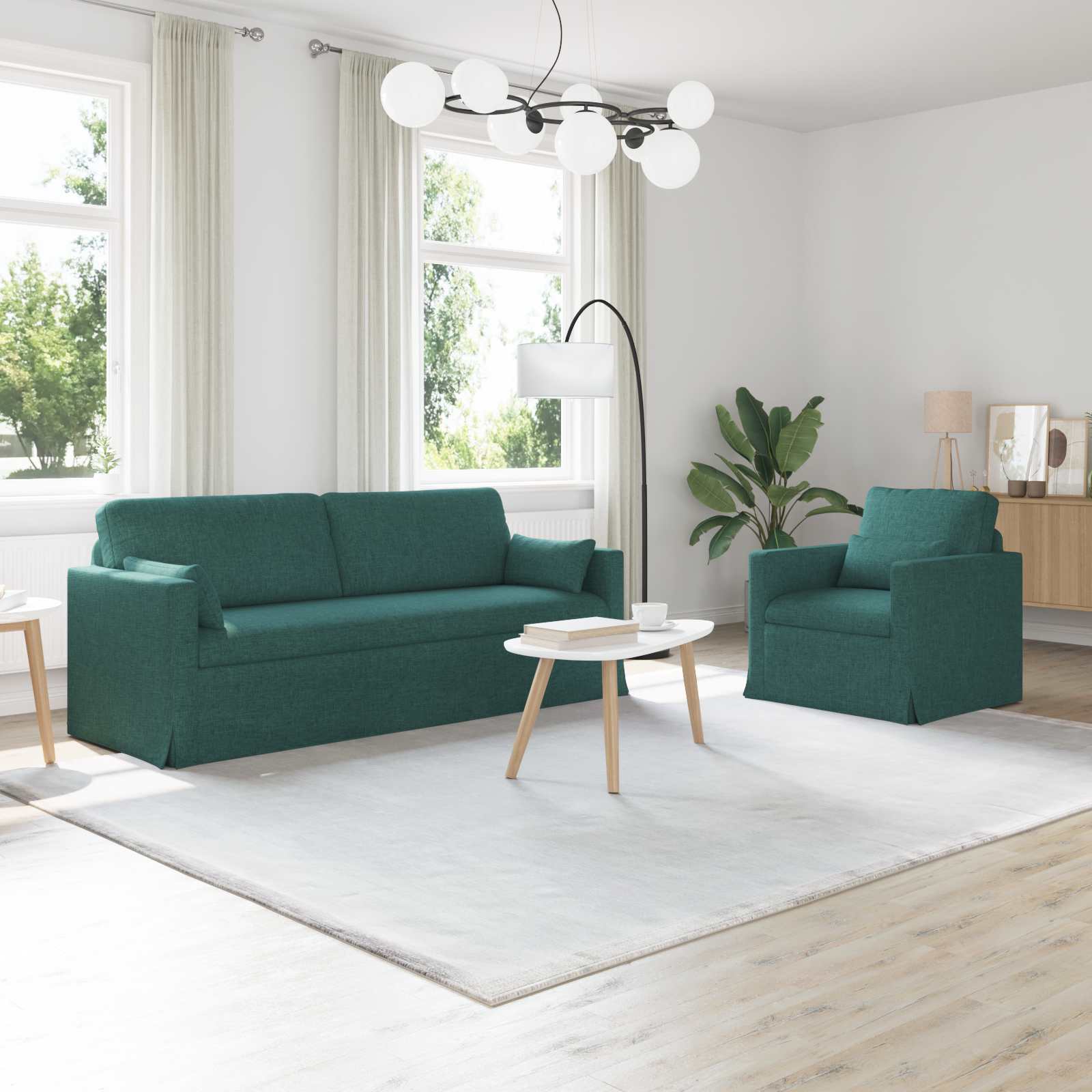 Καναπές 2 pcs Σκούρο Πράσινο 198 x 78 x 80 εκ ύφασμα - Pakobazaar