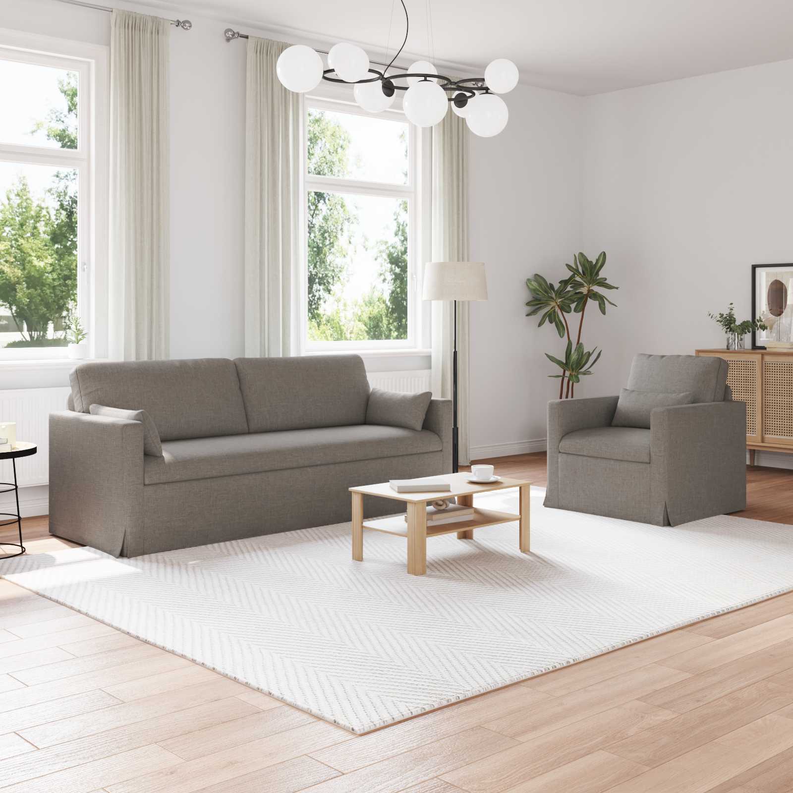 Καναπές 2 pcs Taupe 198 x 78 x 80 εκ ύφασμα - Pakobazaar