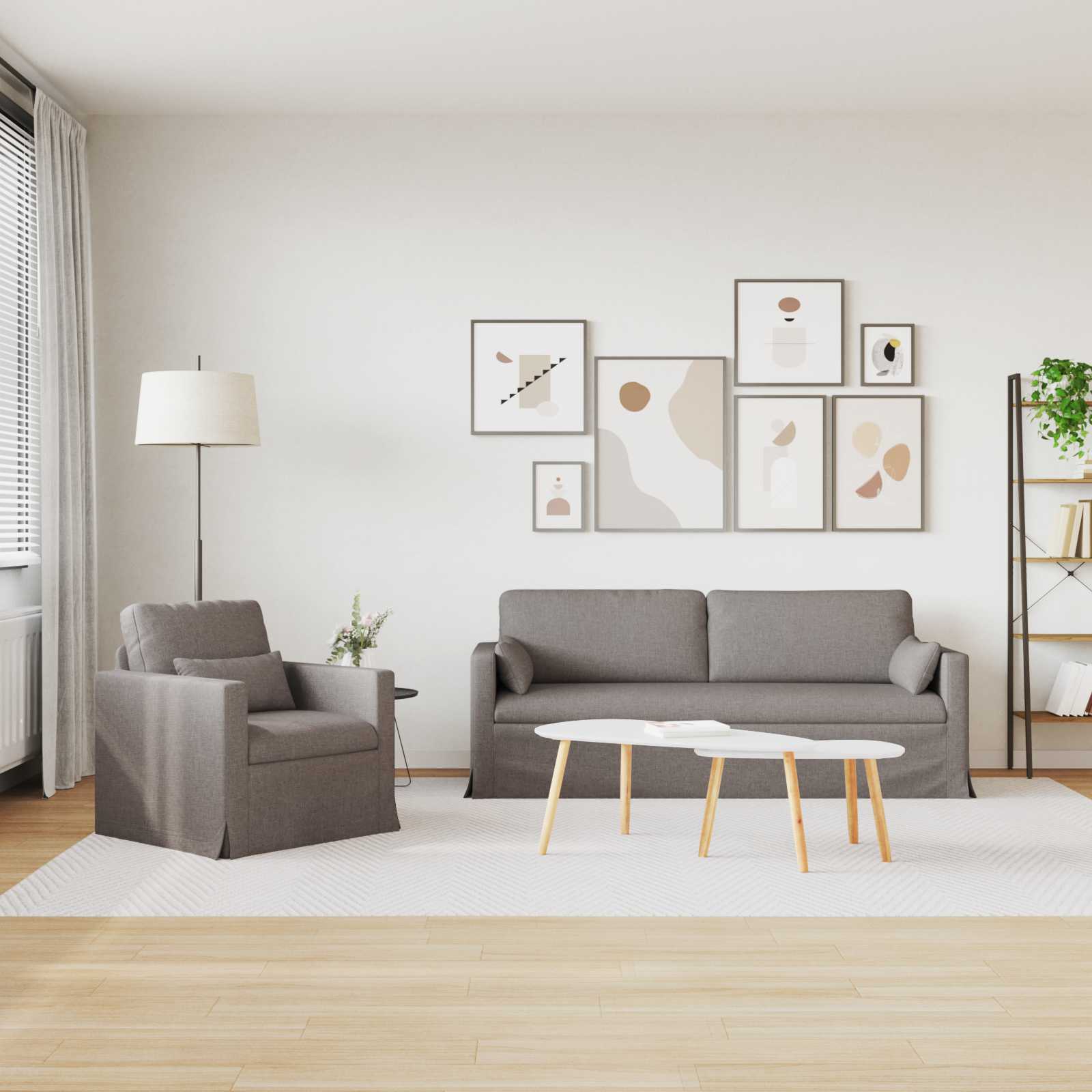 Καναπές 2 pcs Taupe 198 x 78 x 80 εκ ύφασμα - Pakobazaar
