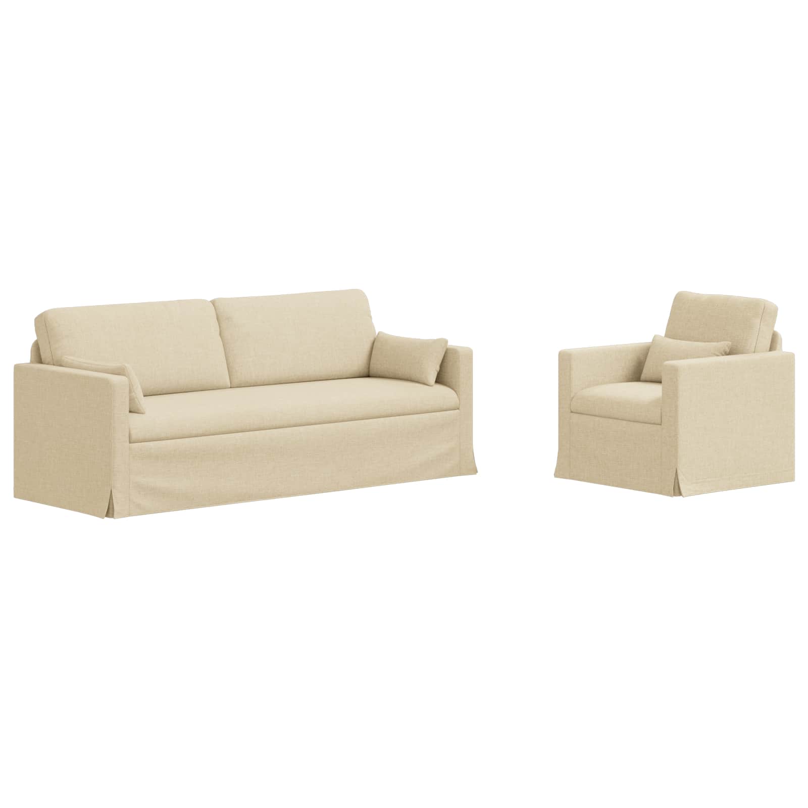 Καναπές 2 pcs Κρεμ 198 x 78 x 80 εκ ύφασμα - Pakobazaar