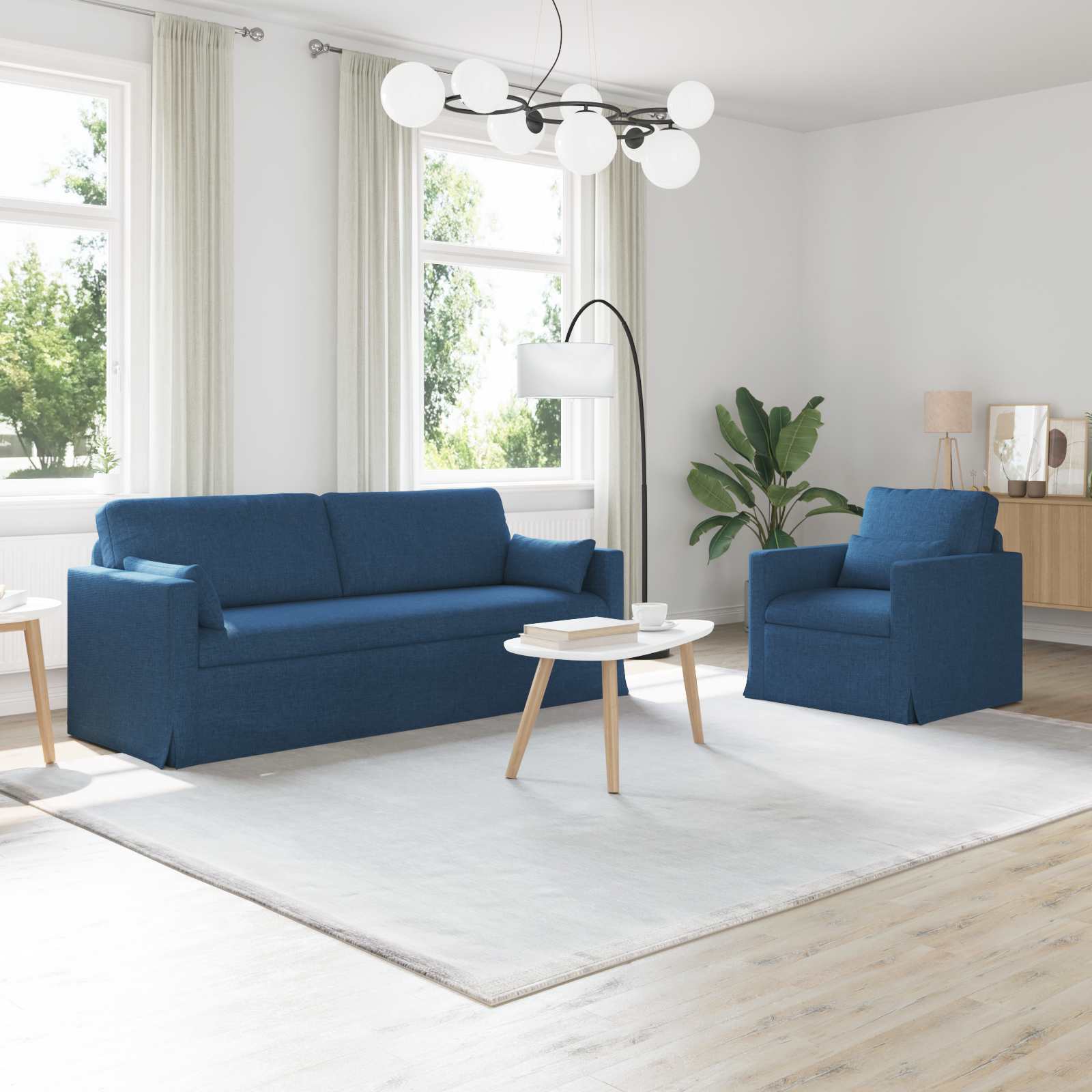 Καναπές 2 pcs Μπλε 198 x 78 x 80 εκ ύφασμα - Pakobazaar
