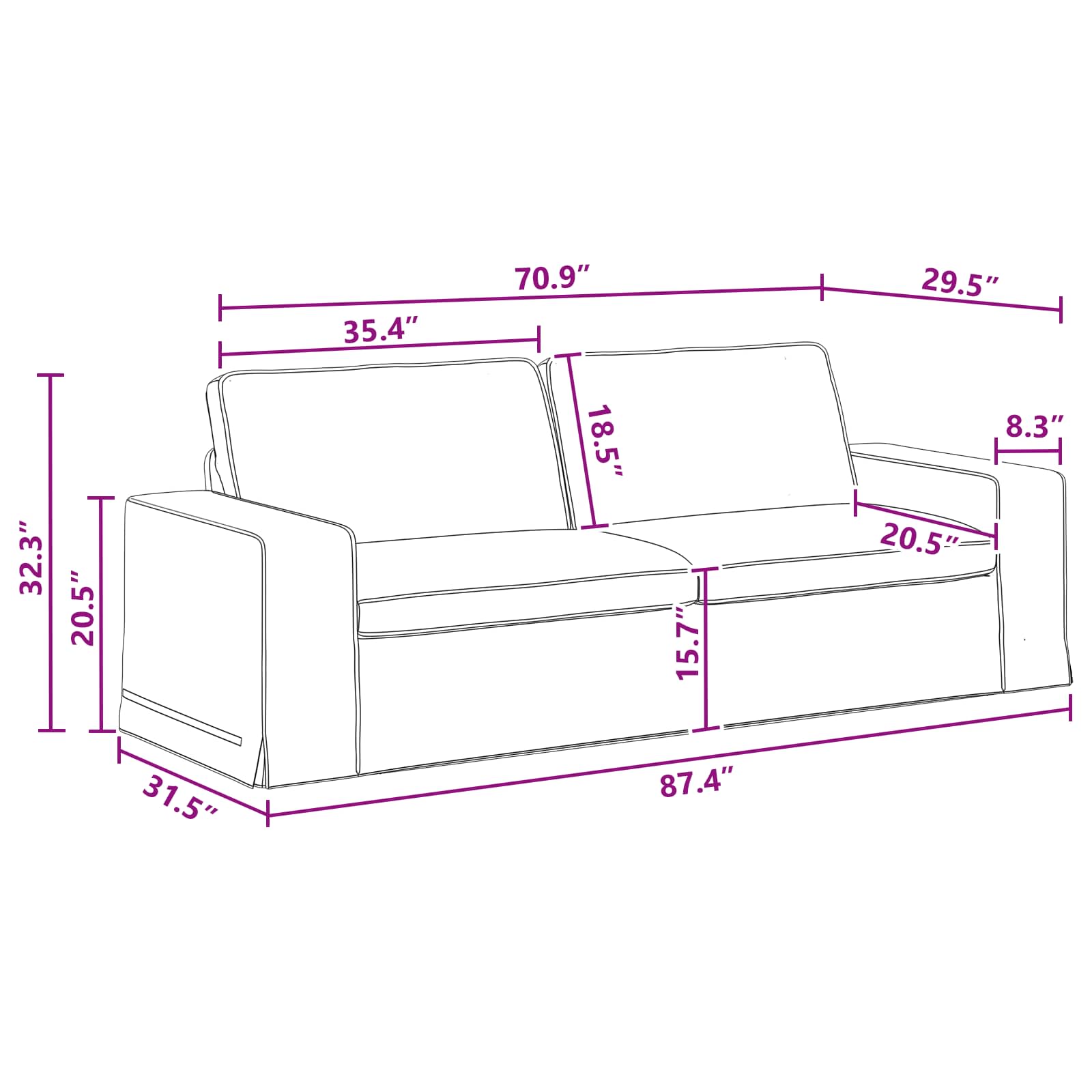 Καναπές 2 pcs Σκούρο Γκρι 182 x 80 x 82 εκ ύφασμα - Pakobazaar