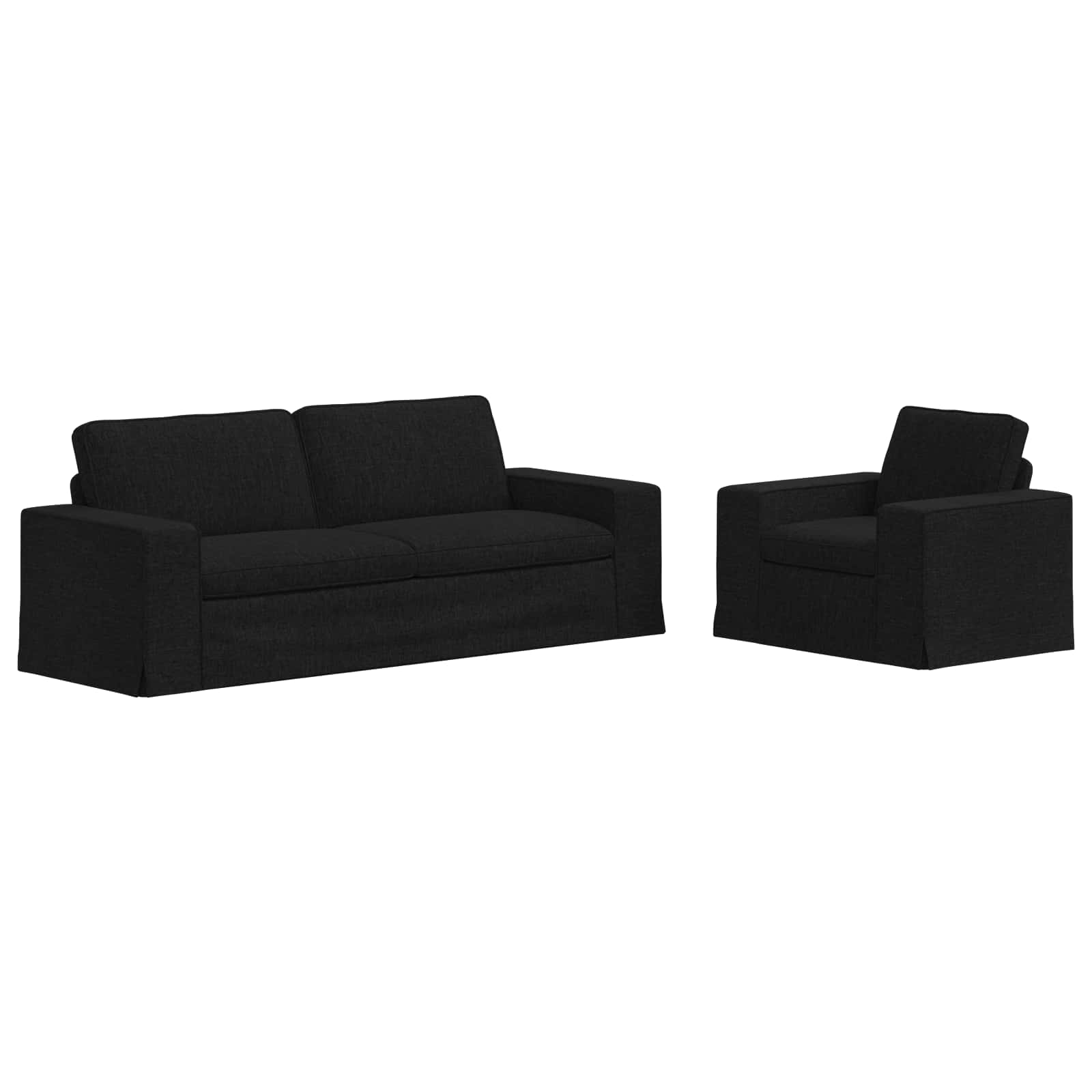 Καναπές 2 pcs Μαύρο 182 x 80 x 82 εκ ύφασμα - Pakobazaar