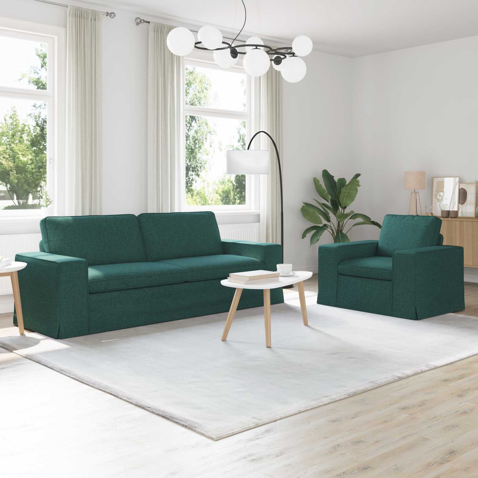 Καναπές 2 pcs Σκούρο Πράσινο 182 x 80 x 82 εκ ύφασμα - Pakobazaar
