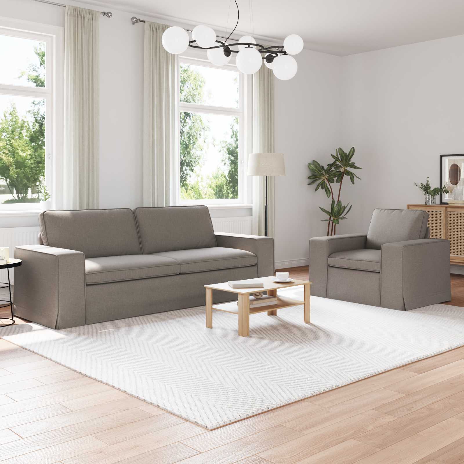 Καναπές 2 pcs Taupe 182 x 80 x 82 εκ ύφασμα - Pakobazaar