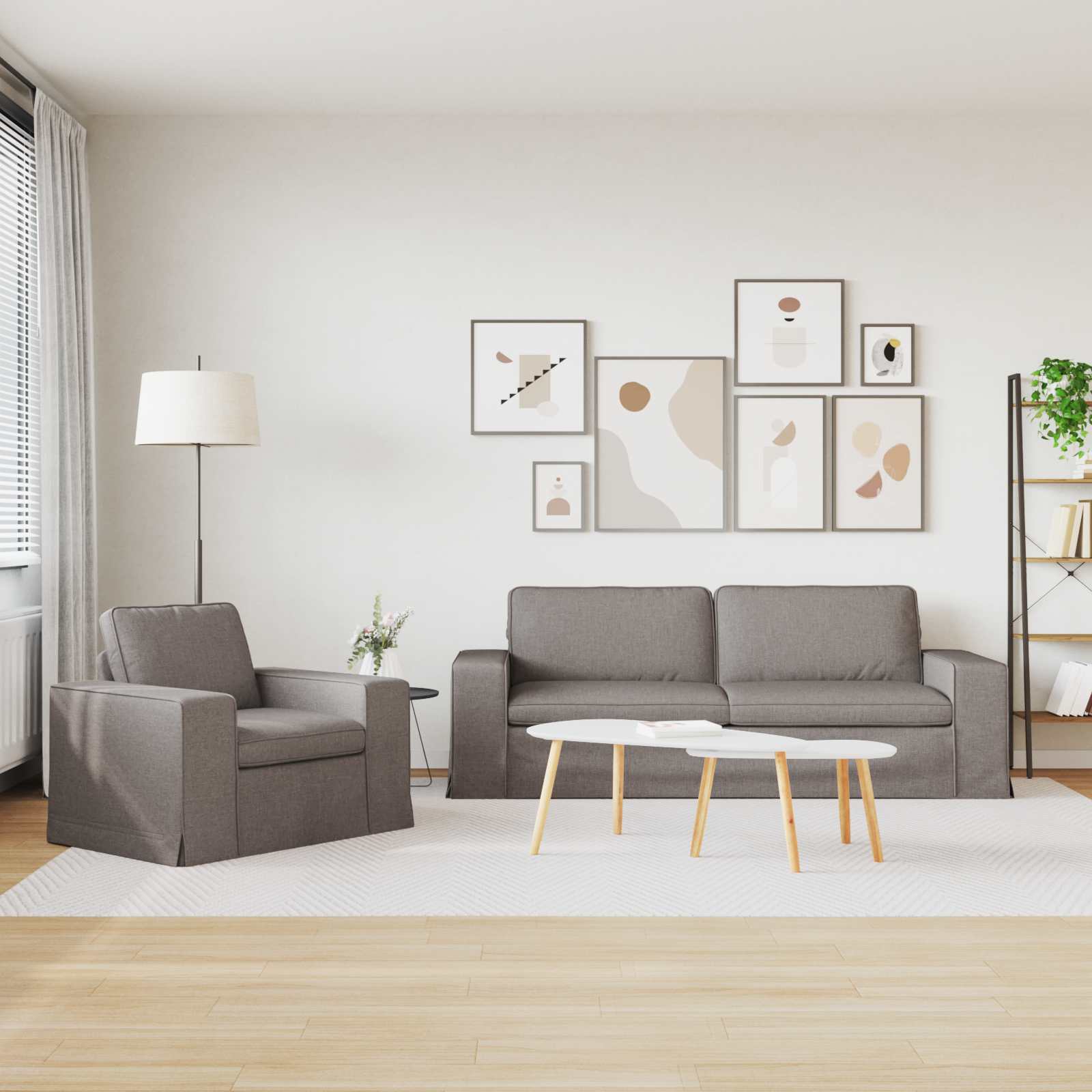 Καναπές 2 pcs Taupe 182 x 80 x 82 εκ ύφασμα - Pakobazaar