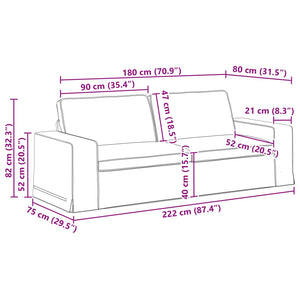 Καναπές 2 pcs Κρεμ 182 x 80 x 82 εκ ύφασμα - Pakobazaar